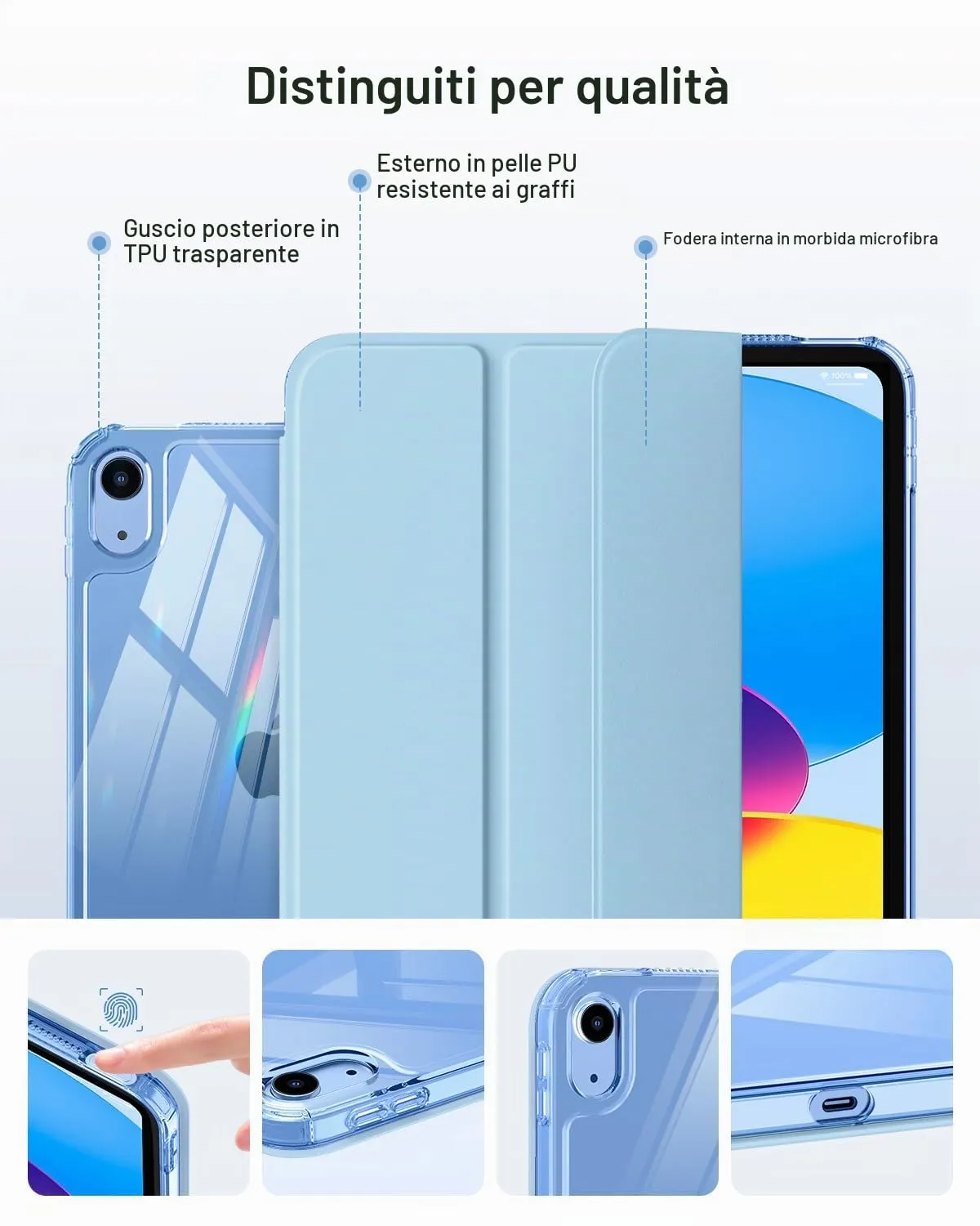 MoKo Custodia per iPad 11 Gen 11" (2025) e iPad 10 Gen 10.9" (2022), Cielo Blu - immagine 6