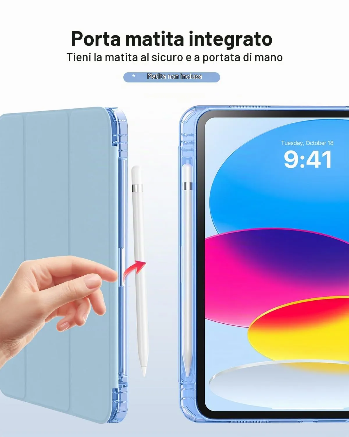 MoKo Custodia per iPad 11 Gen 11" (2025) e iPad 10 Gen 10.9" (2022), Cielo Blu - immagine 8