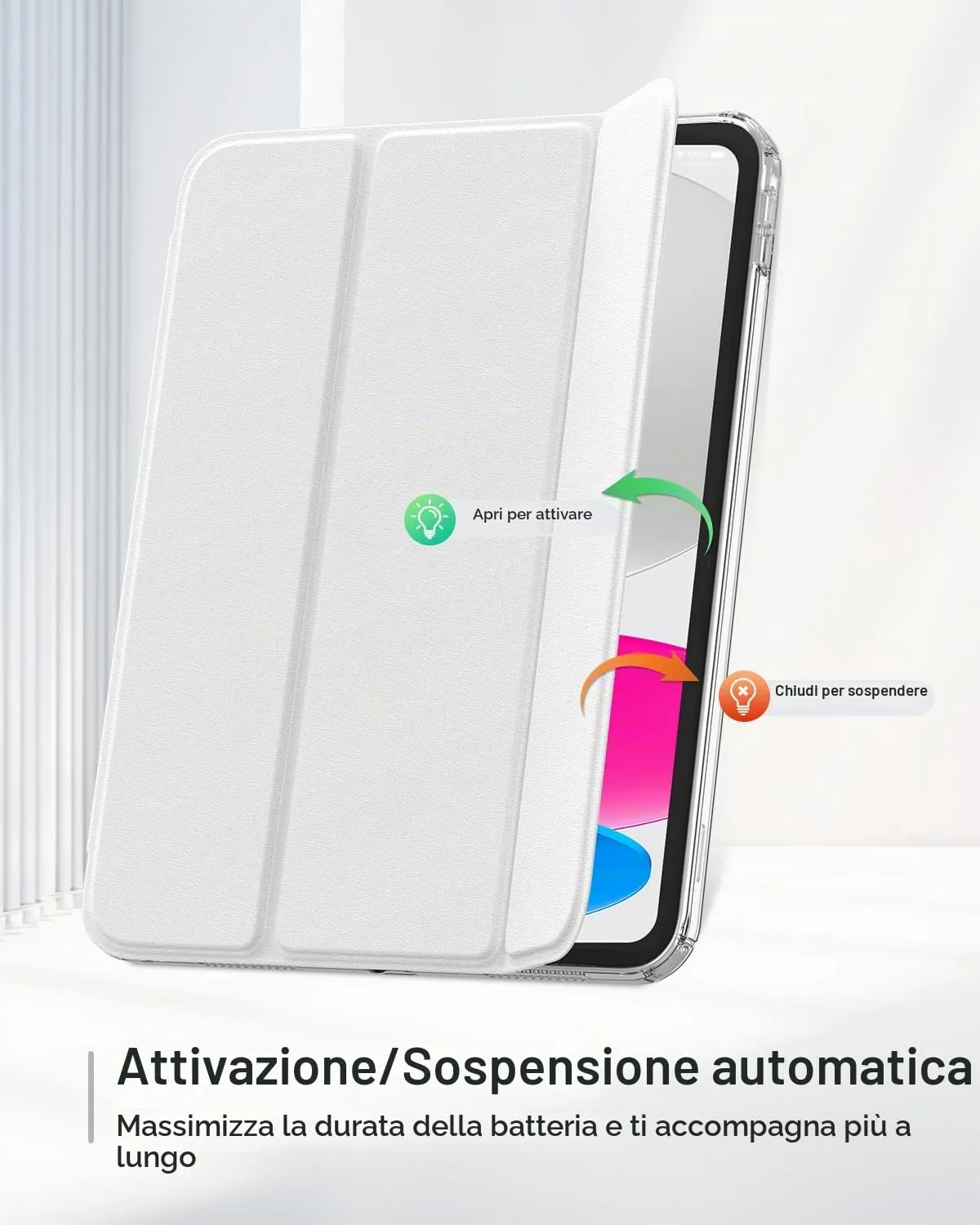 MoKo Cover per iPad 11a Gen 11" e iPad 10a Gen 10.9", Bianco - immagine 7
