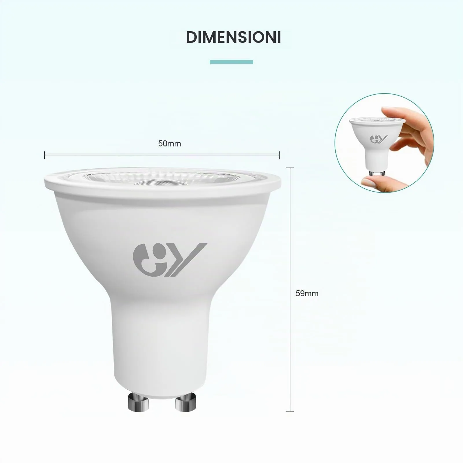 GY Lampadine GU10 LED, 4.9W, 780 Lumen, 3000K Bianco Caldo, 120° Angolo del Fascio, Non Dimmerabile, 2 pezzi - immagine 3