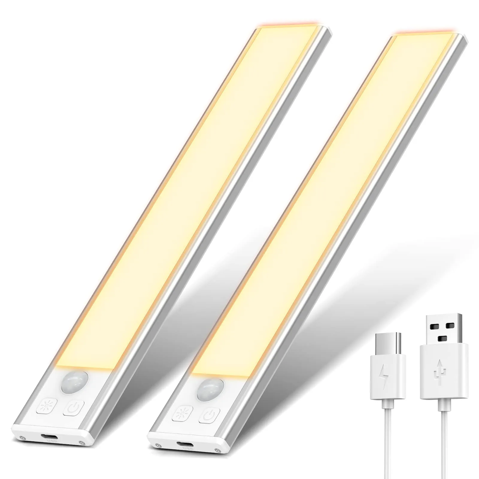 OUILA Luce Armadio LED con Sensore di Movimento, 20.5cm, 3000K, Ricaricabile USB Type-C, 2 Pezzi - immagine 1