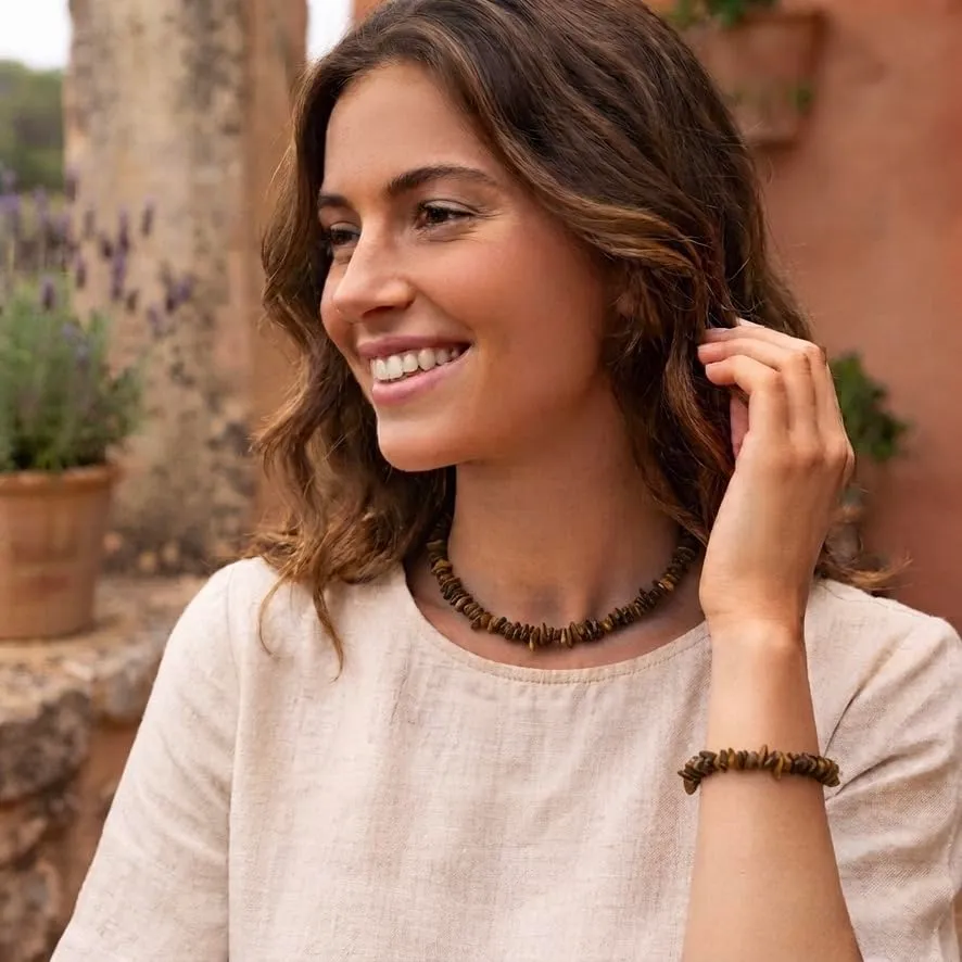Alchimia Set Collana e Bracciale in Pietre Naturali Chip - Occhio di Tigre - immagine 4