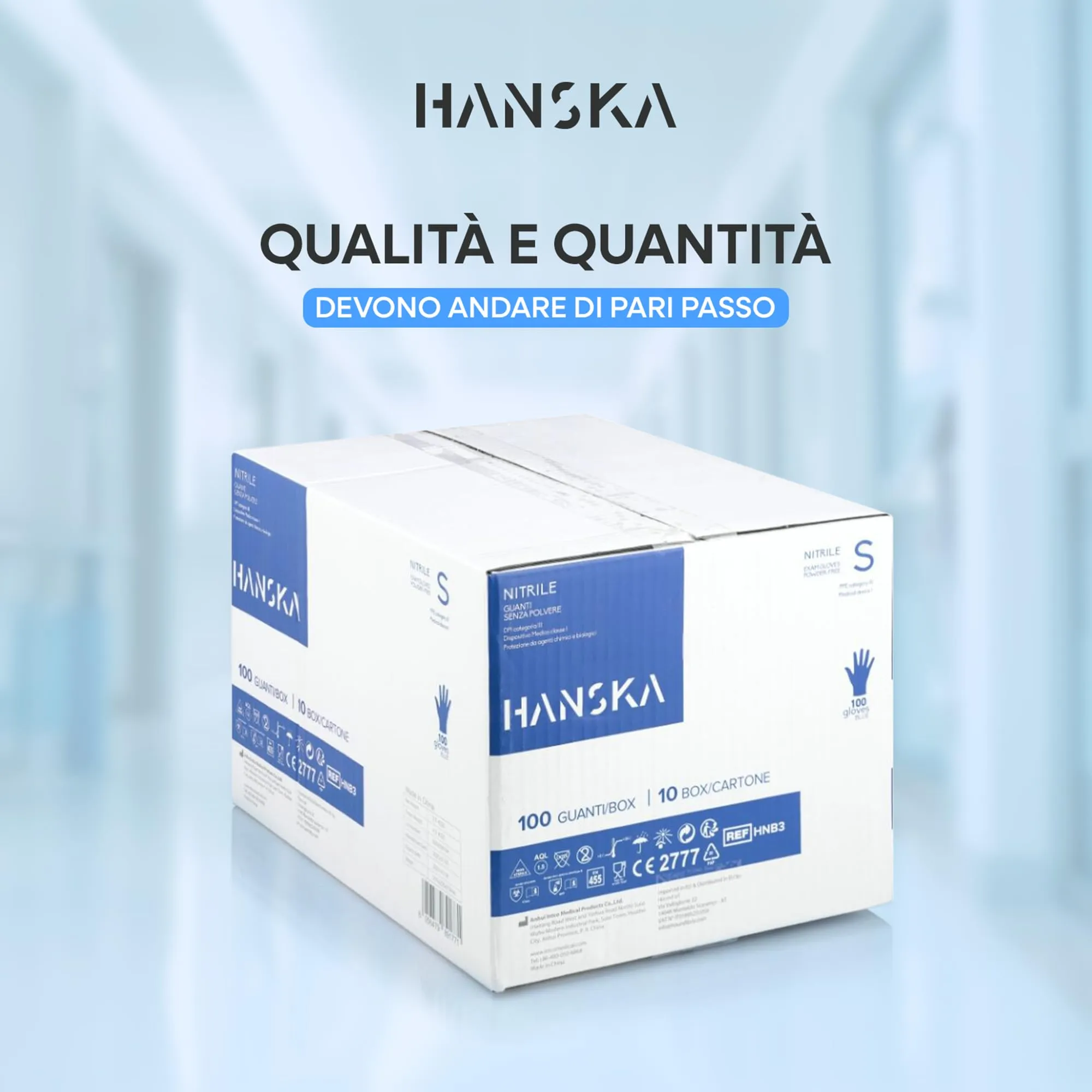 HANSKA Guanti Monouso Nitrile Blu, Senza Polvere, Ambidestri, Non Sterili, S (1000 pezzi) - immagine 2