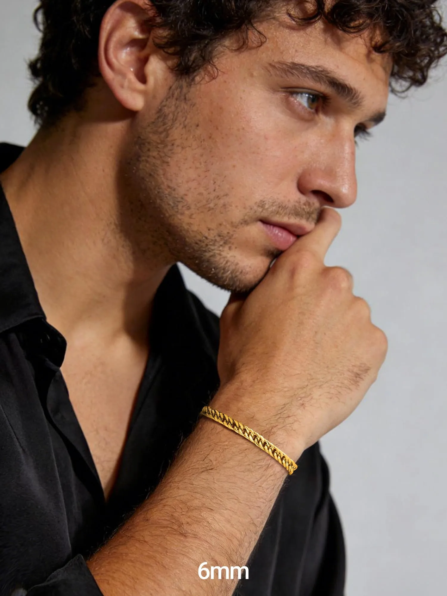 PROSTEEL Bracciale da Uomo Catena Cubana Ritorta Oro, 6mm x 23cm - immagine 2