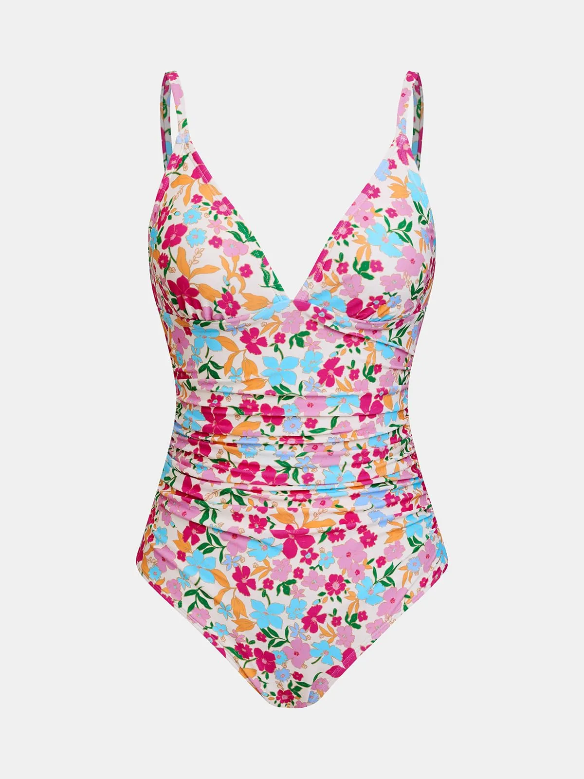 CUPSHE Costume da bagno intero da donna con scollo a V, Rosa Giallo Ditsy, M - immagine 5