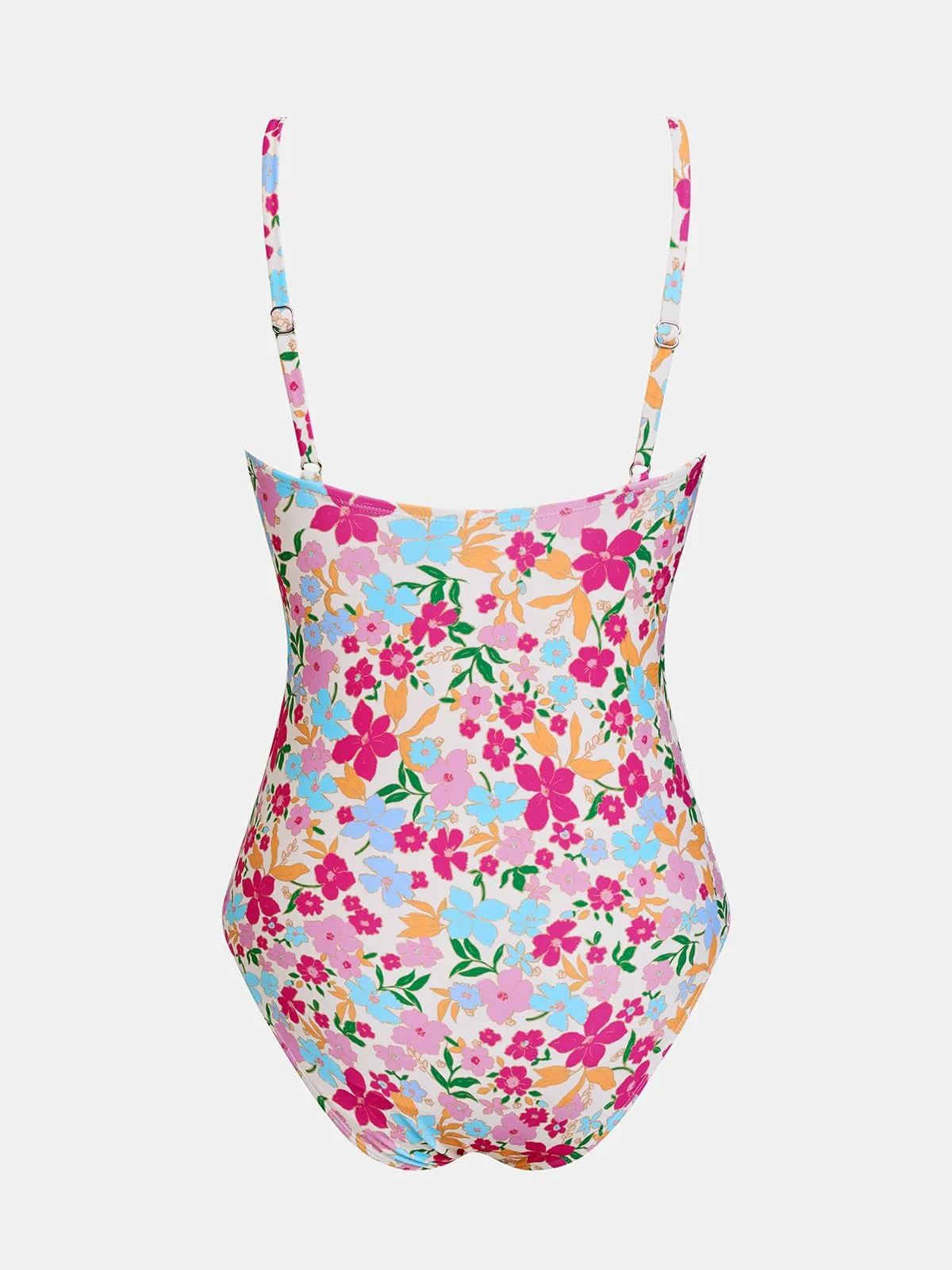 CUPSHE Costume da bagno intero da donna con scollo a V, Rosa Giallo Ditsy, M - immagine 6