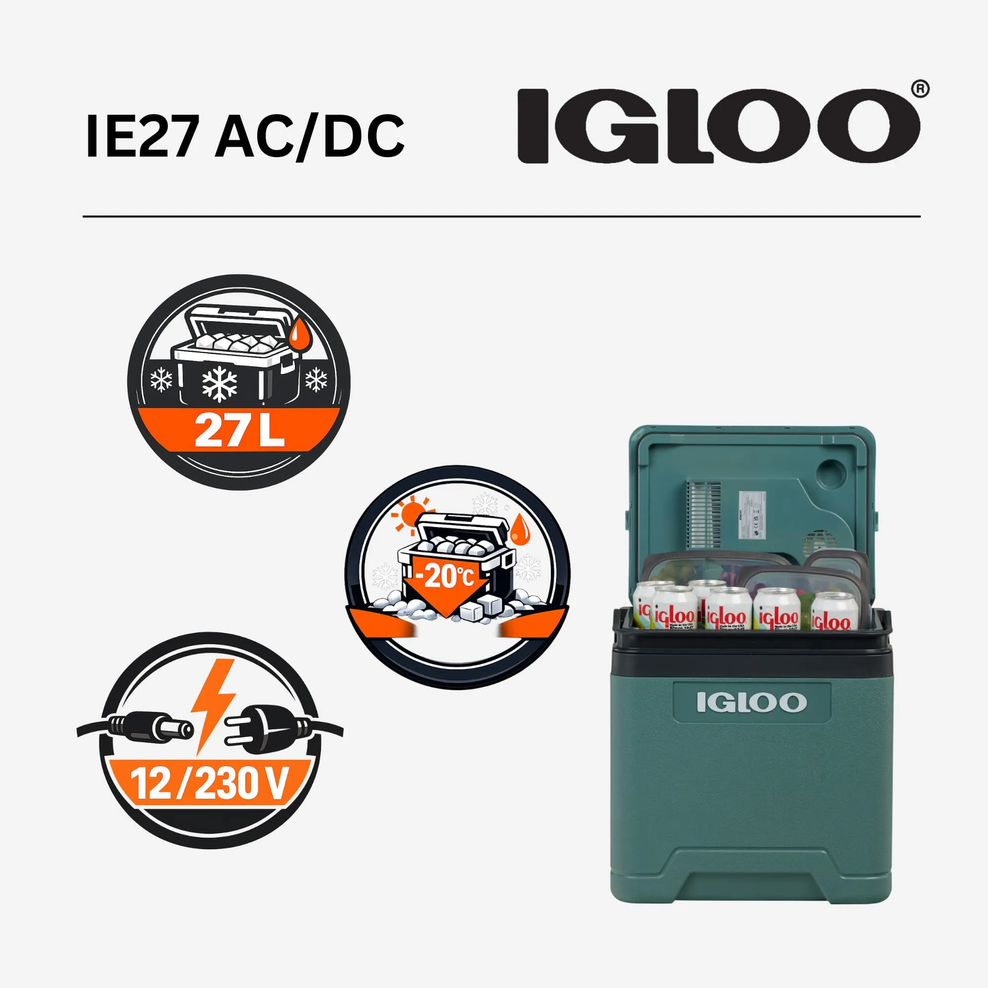 Igloo IE27 Frigo Elettrico 12V/230V 27L - immagine 3