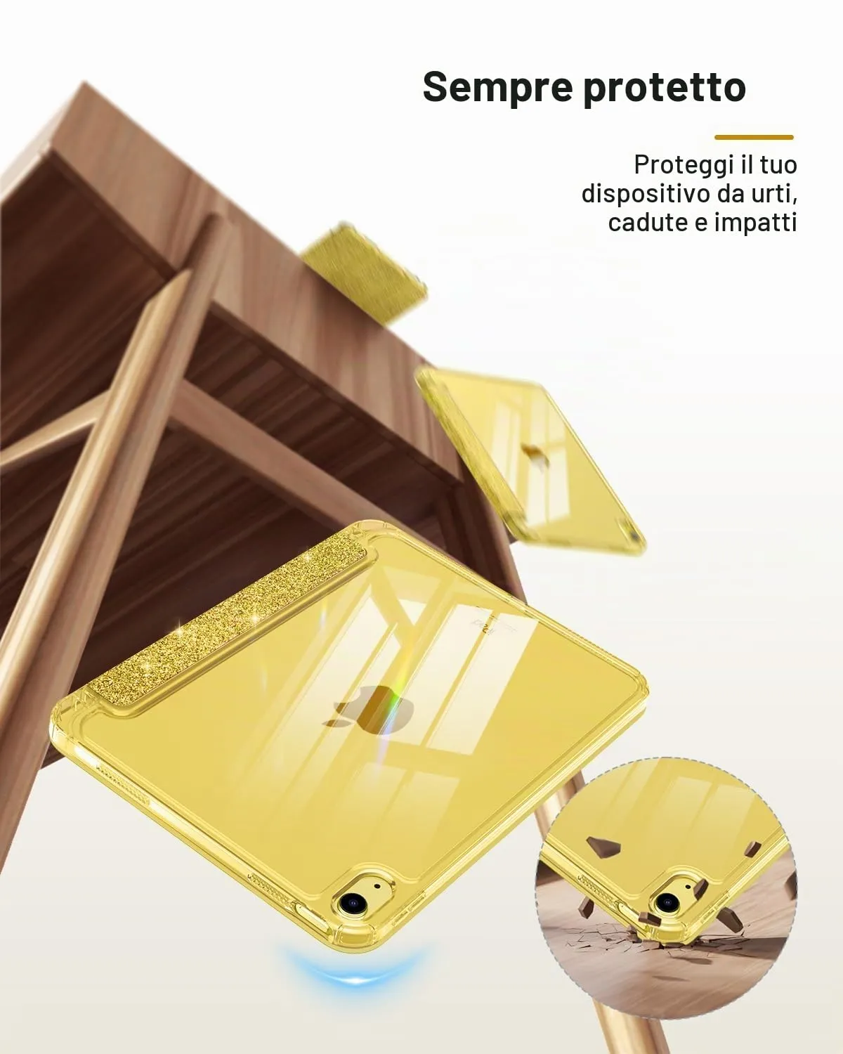 MoKo Cover for iPad 11th Gen 11" (2025) and 10th Gen 10.9" (2022), Glitter Gold - immagine 4