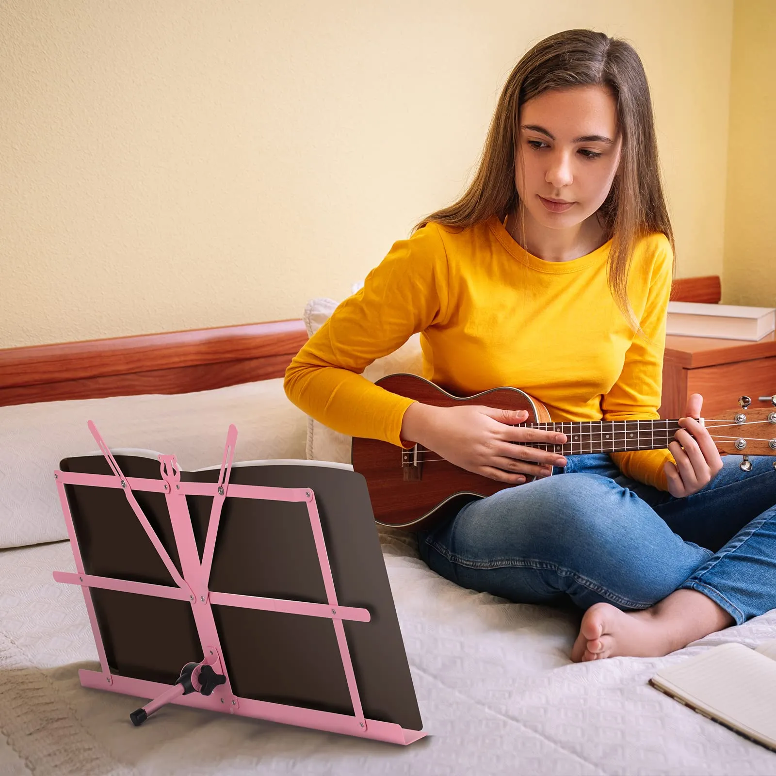 CAHAYA 2-in-1 Leggio Musicale e Supporto da Tavolo Pieghevole, Altezza Regolabile 70-138cm, Rosa Modello CY0204-1 - immagine 7
