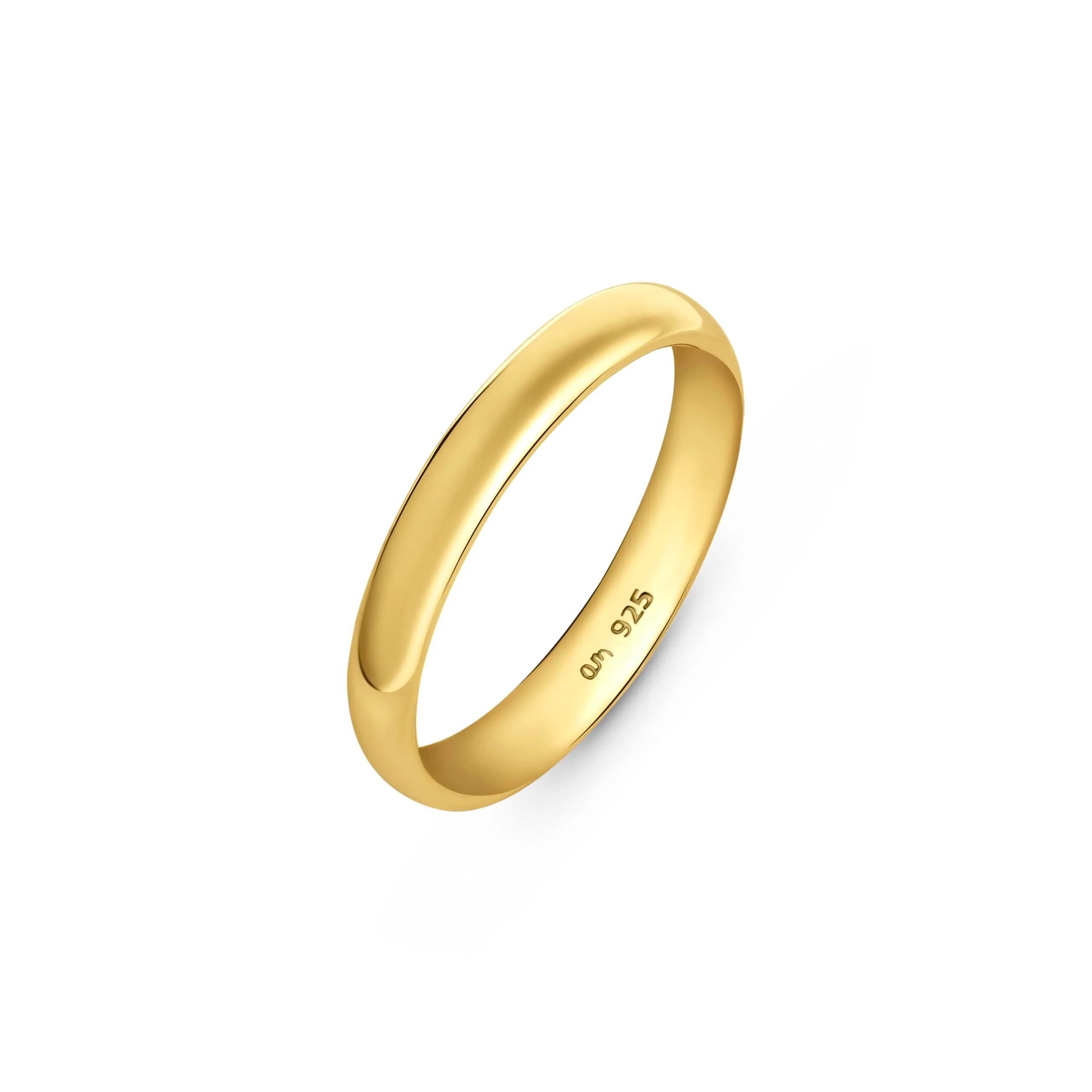 Amberta Fede Nuziale in Argento Sterling 925 Placcato Oro, 3 mm, Misura 24 - immagine 1