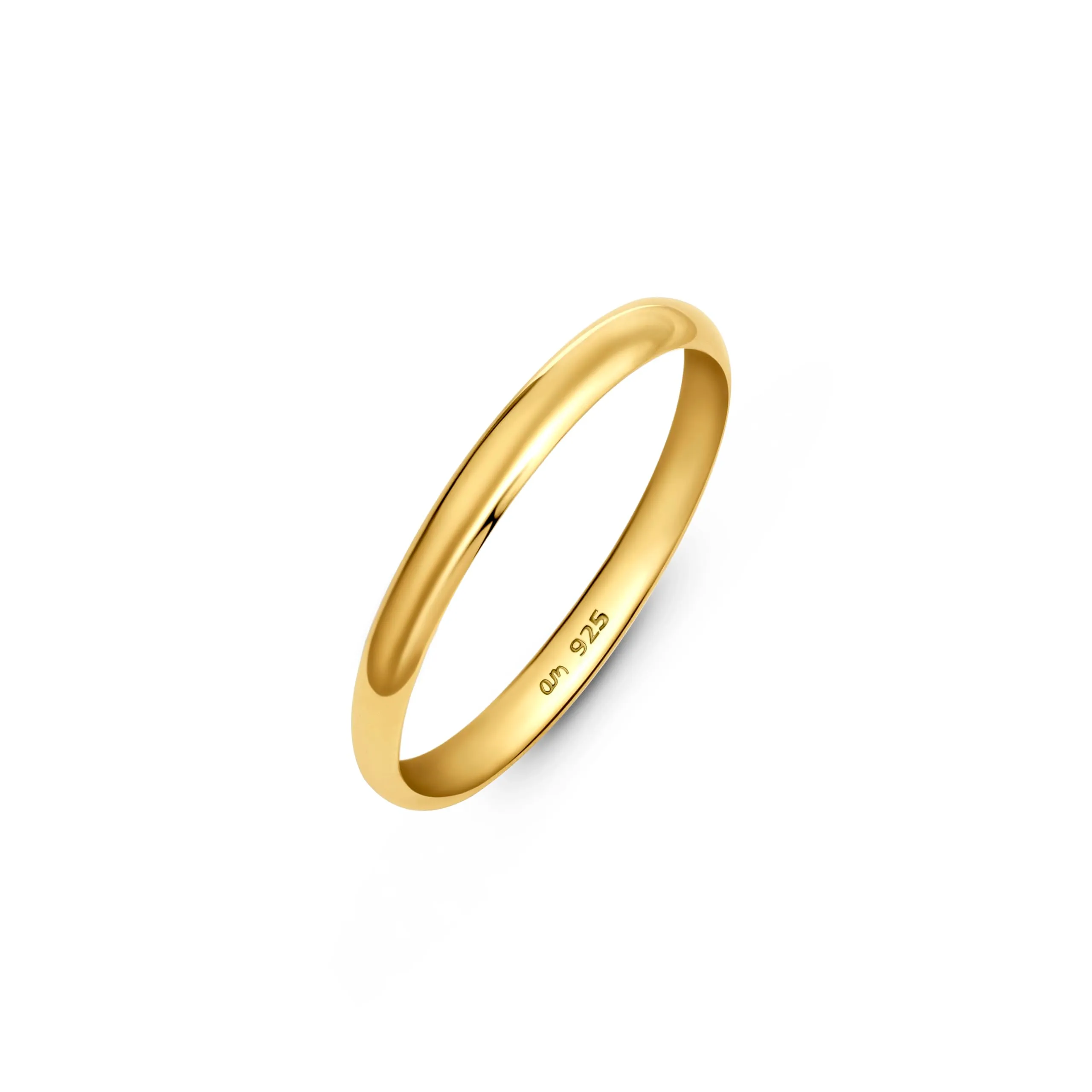 Amberta Fede Nuziale in Argento Sterling 925 Placcato Oro, 2 mm Misura 14 - immagine 1