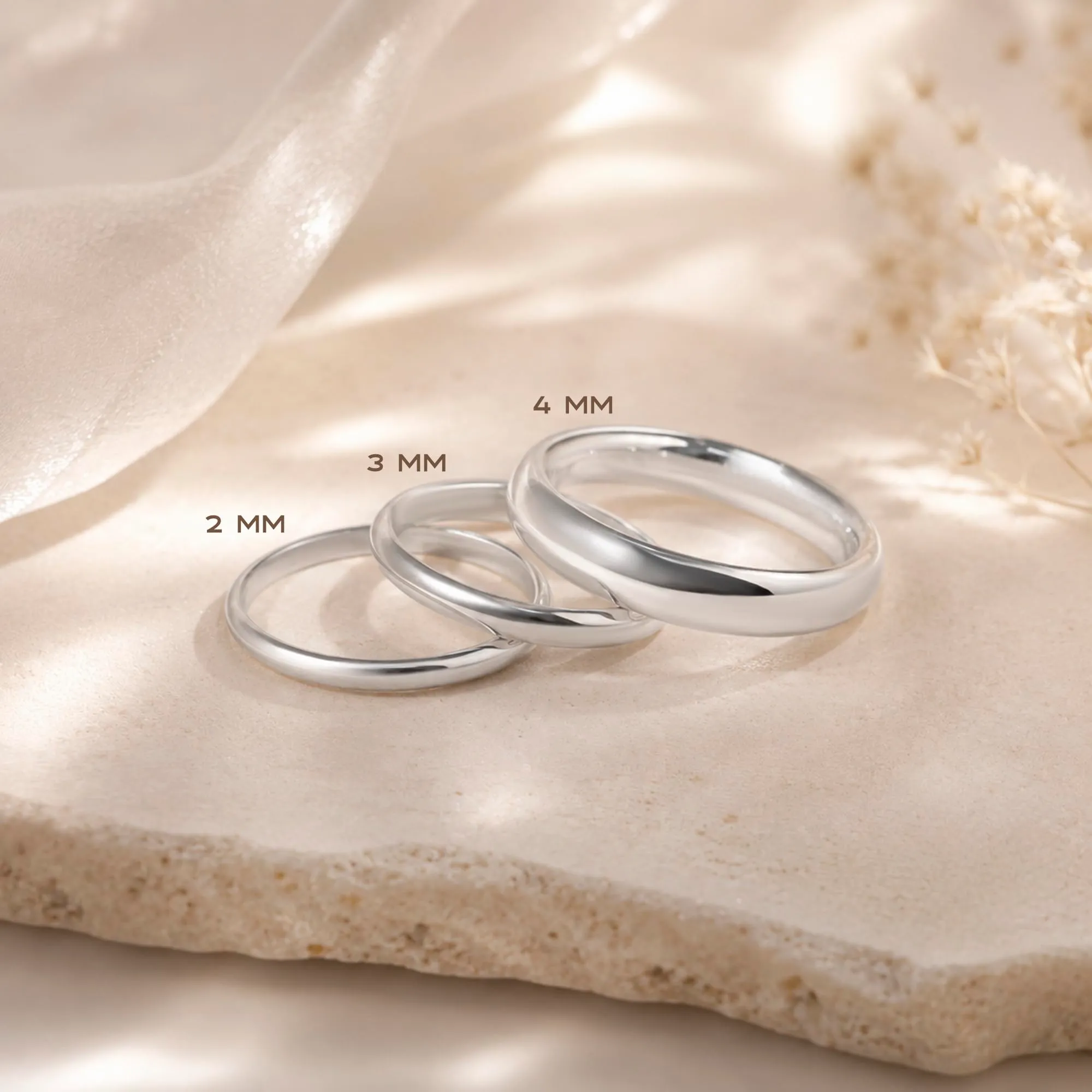 Amberta Fede Nuziale in Argento Sterling 925, 2 mm, Misura 24 - immagine 3