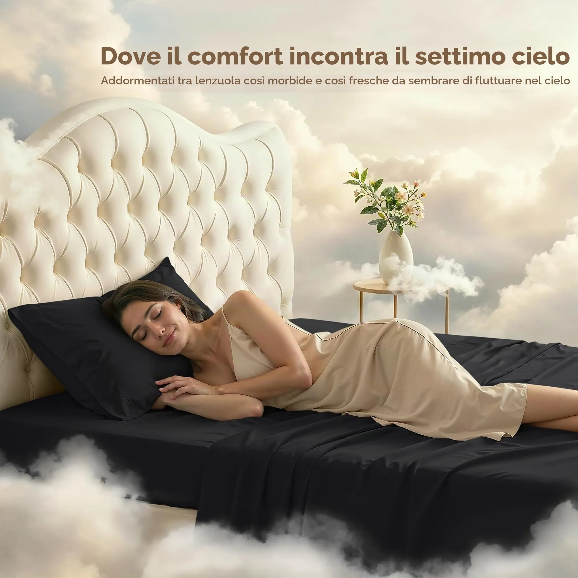 Utopia Bedding Set di lenzuola in microfibra spazzolata, 3 pezzi, Nero - immagine 4