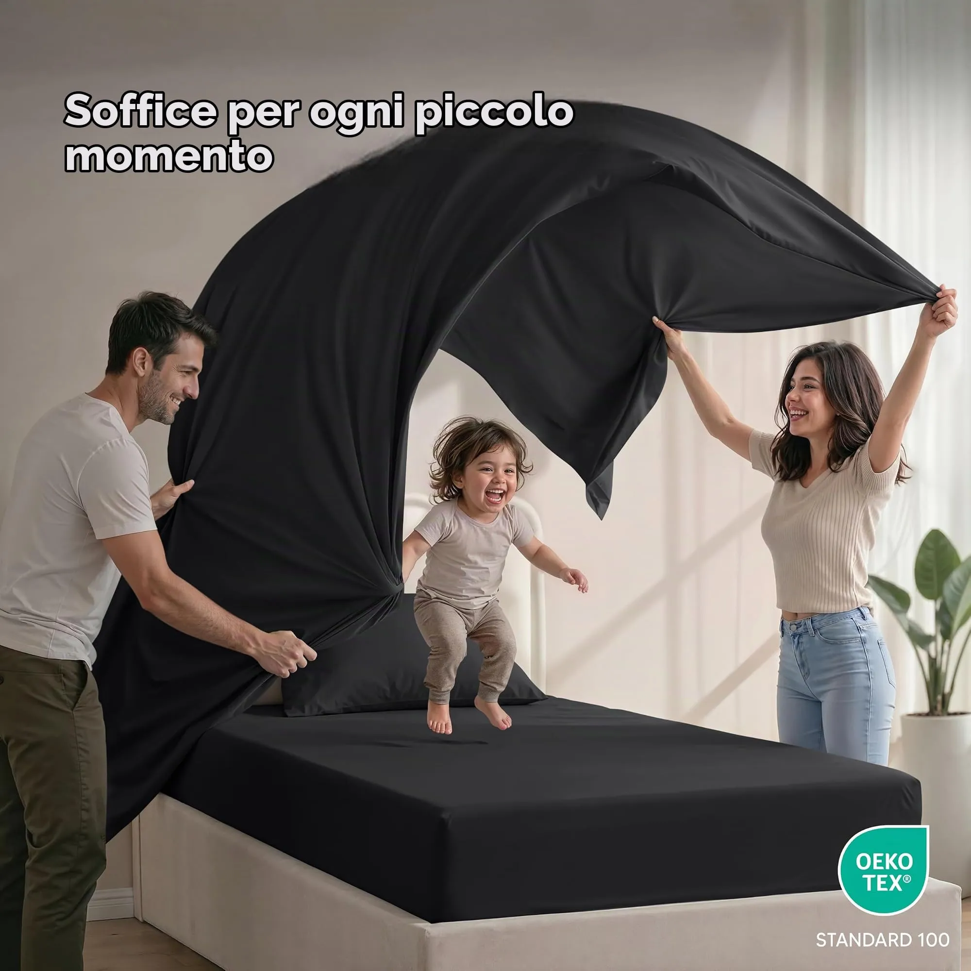 Utopia Bedding Set di lenzuola in microfibra spazzolata, 3 pezzi, Nero - immagine 5