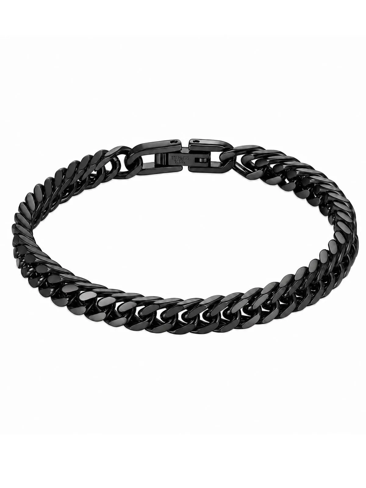 PROSTEEL Bracciale da Uomo Catena Cubana Ritorta, 6mm x 23cm, Nero - immagine 1