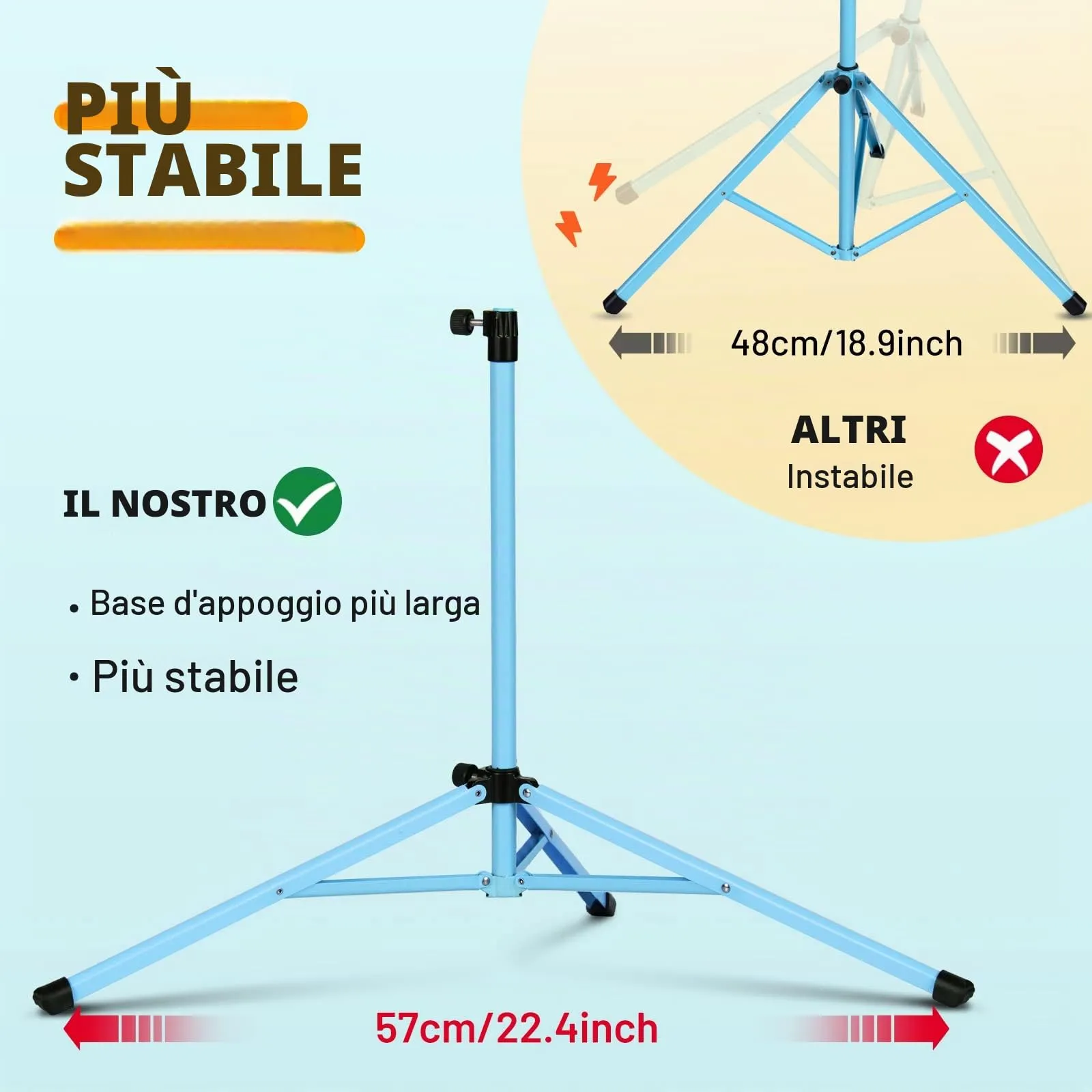 CAHAYA 2-in-1 Leggio Musicale e Supporto da Tavolo Pieghevole, Altezza Regolabile 70-138cm con Borsa di Trasporto, Blu CY0204-3 - immagine 2