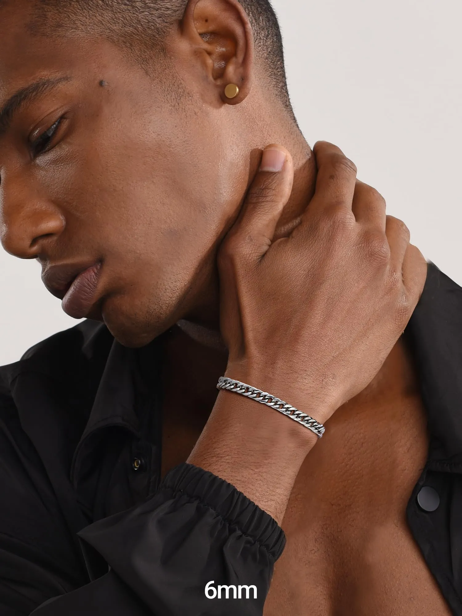 PROSTEEL Bracciale da Uomo in Acciaio Inox Catena Cubana Ritorta, Argento, 6mm x 21cm - immagine 7
