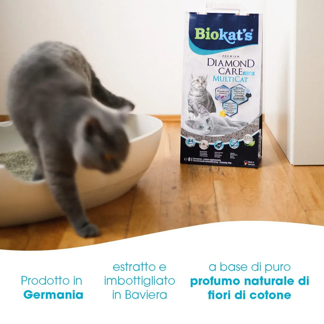 Biokat's Diamond Care MultiCat Fresh Katzenstreu mit Aktivkohle, 8 L - immagine 2