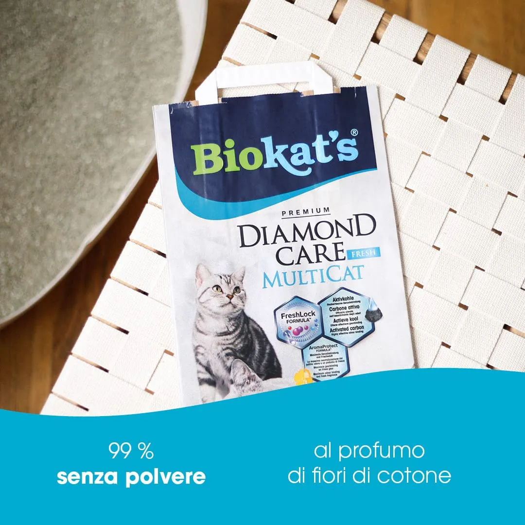 Biokat's Diamond Care MultiCat Fresh Katzenstreu mit Aktivkohle, 8 L - immagine 6