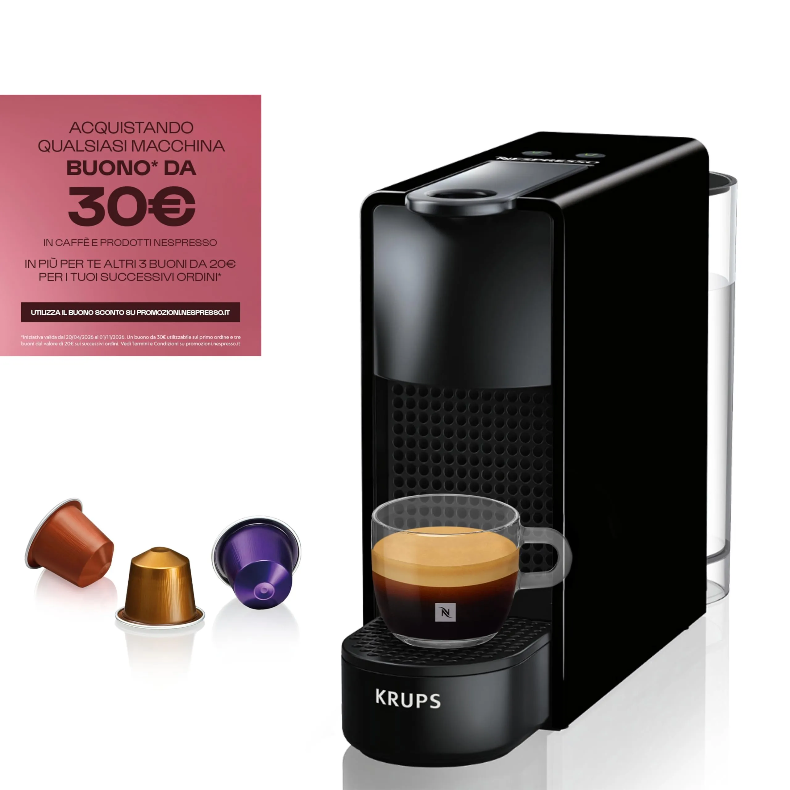 Krups Nespresso Essenza Mini Macchina da Caffè a Capsule, Nero - immagine 2