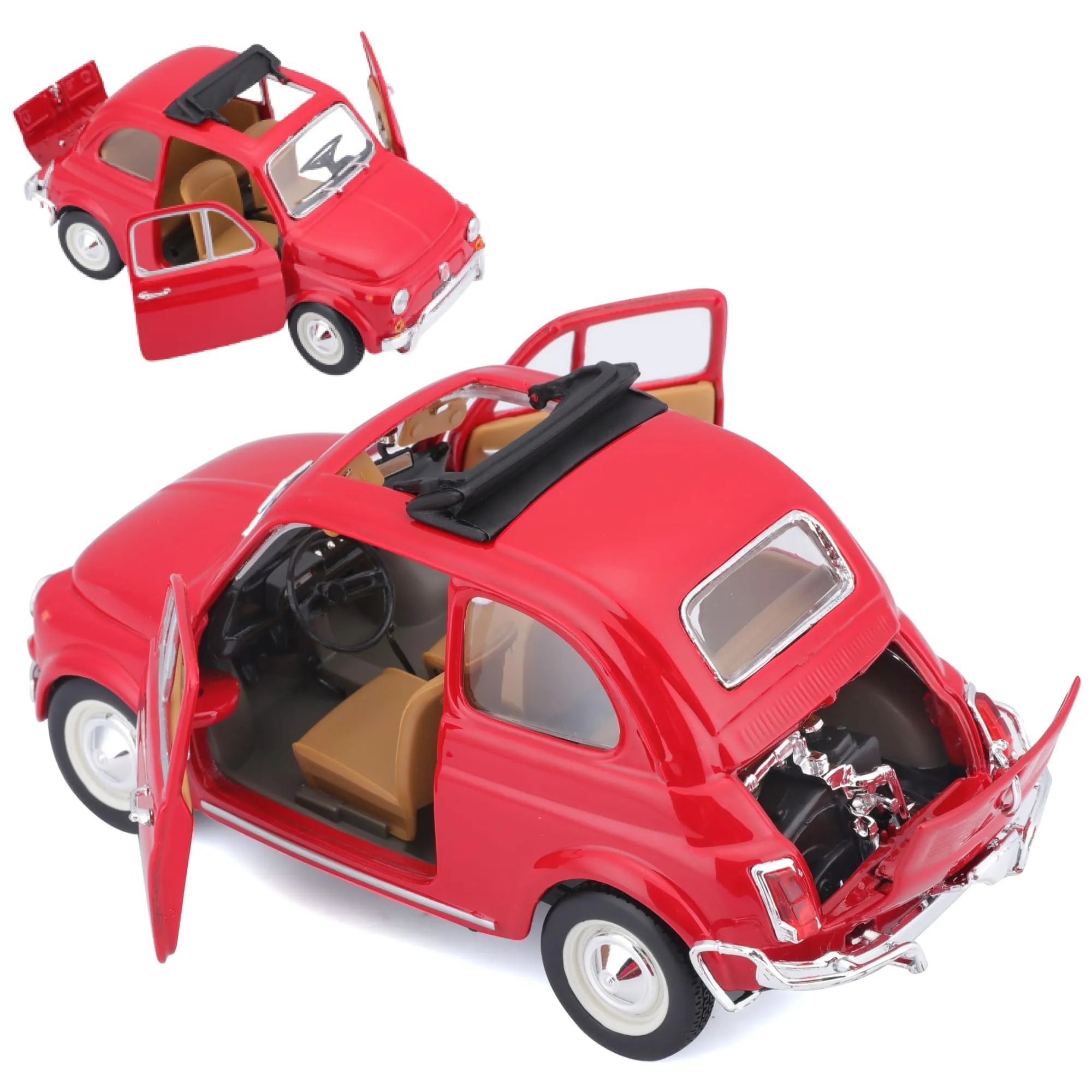 Bburago Fiat 500L (1968) Scale 1:21 Die-Cast Model Car - Light Blue - immagine 4