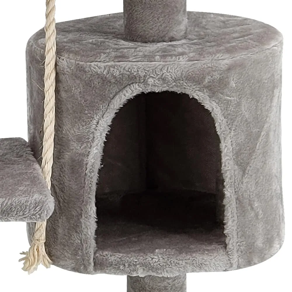Beltom Tiragraffi per Gatto 112 cm, Parco Giochi con Sisal e Cuccia - Grigio - immagine 4