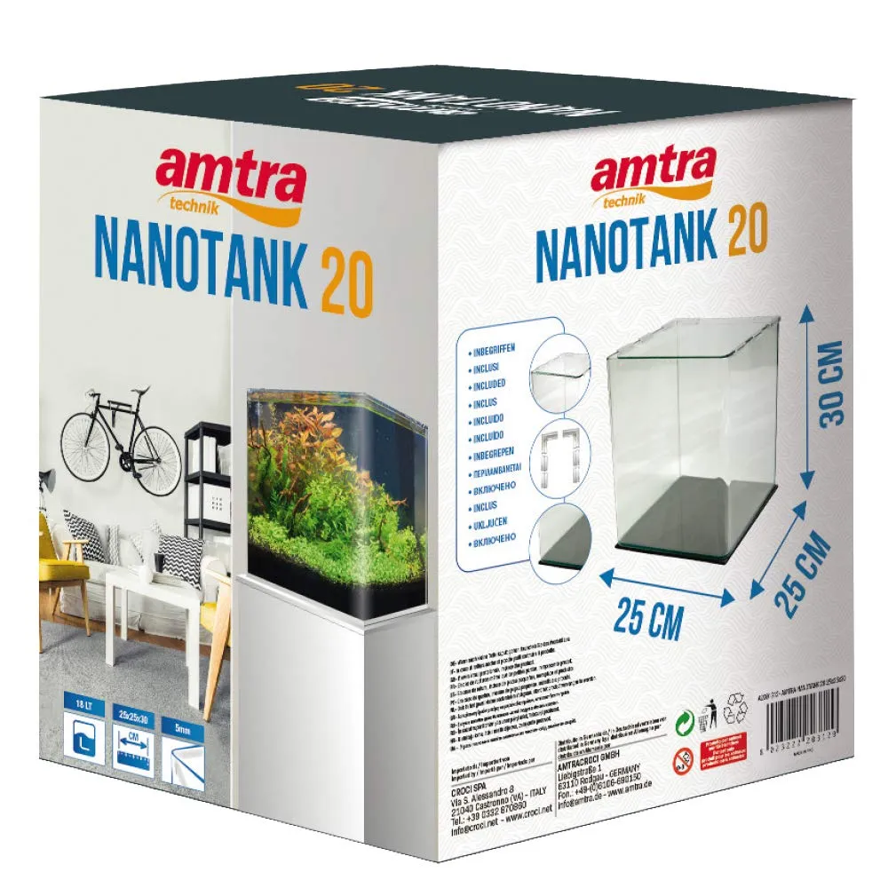 Amtra Nanotank 20 - Acquario 20 Litri in Vetro Extra Chiaro 25 x 25 x 30 cm con Tappetino Ammortizzante - immagine 5