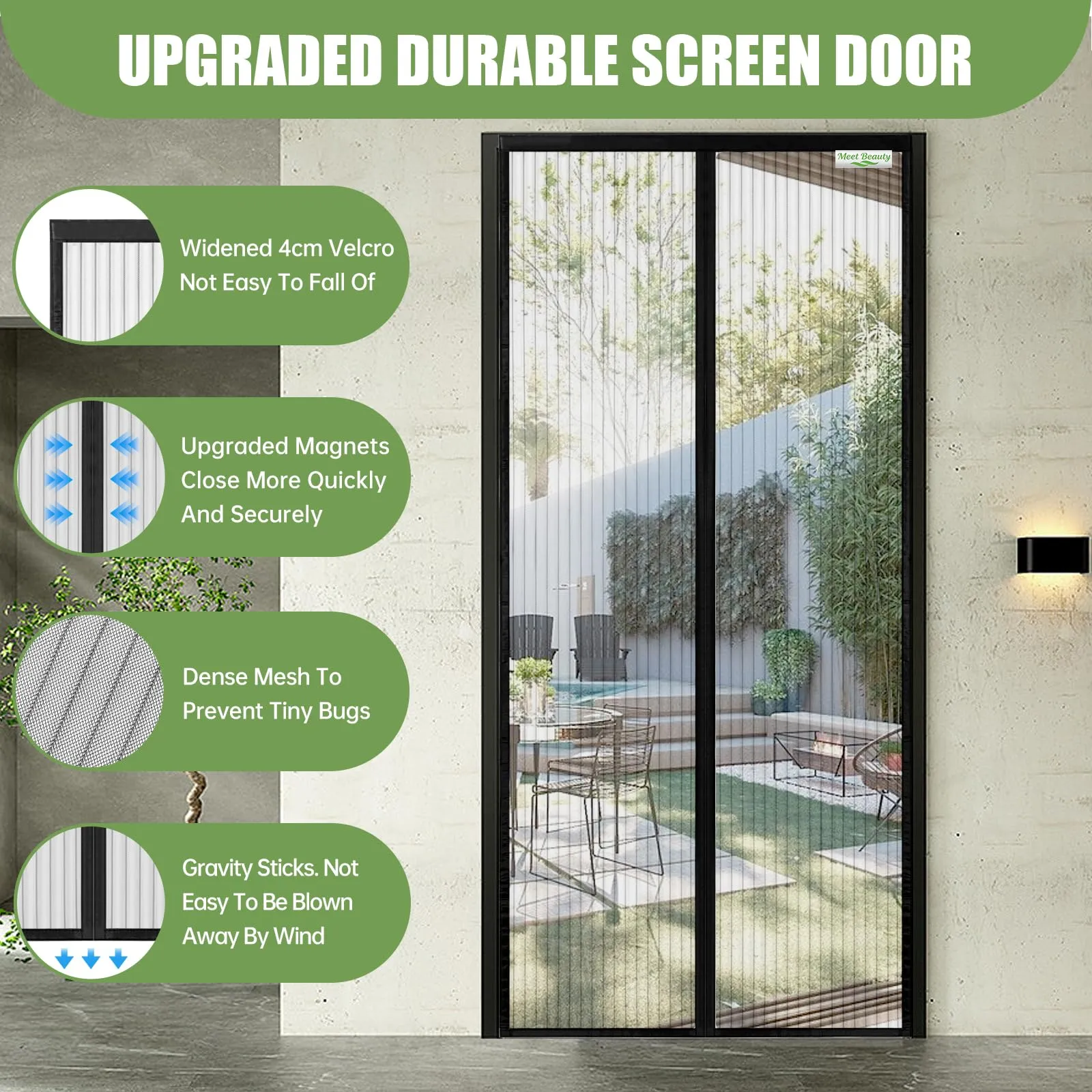 Meet Beauty Zanzariera Magnetica per Porte, 60x260 cm, Nero - immagine 6