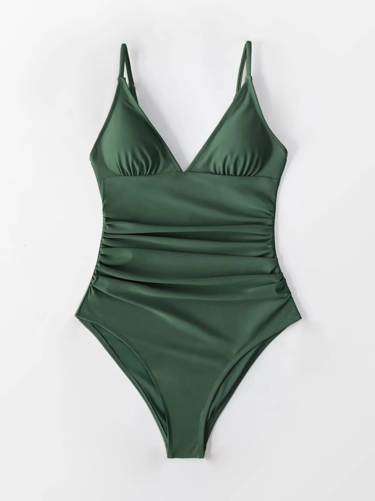 Cupshe Costume da Bagno Donna a Triangolo con Scollo a V, Verde, S - immagine 4