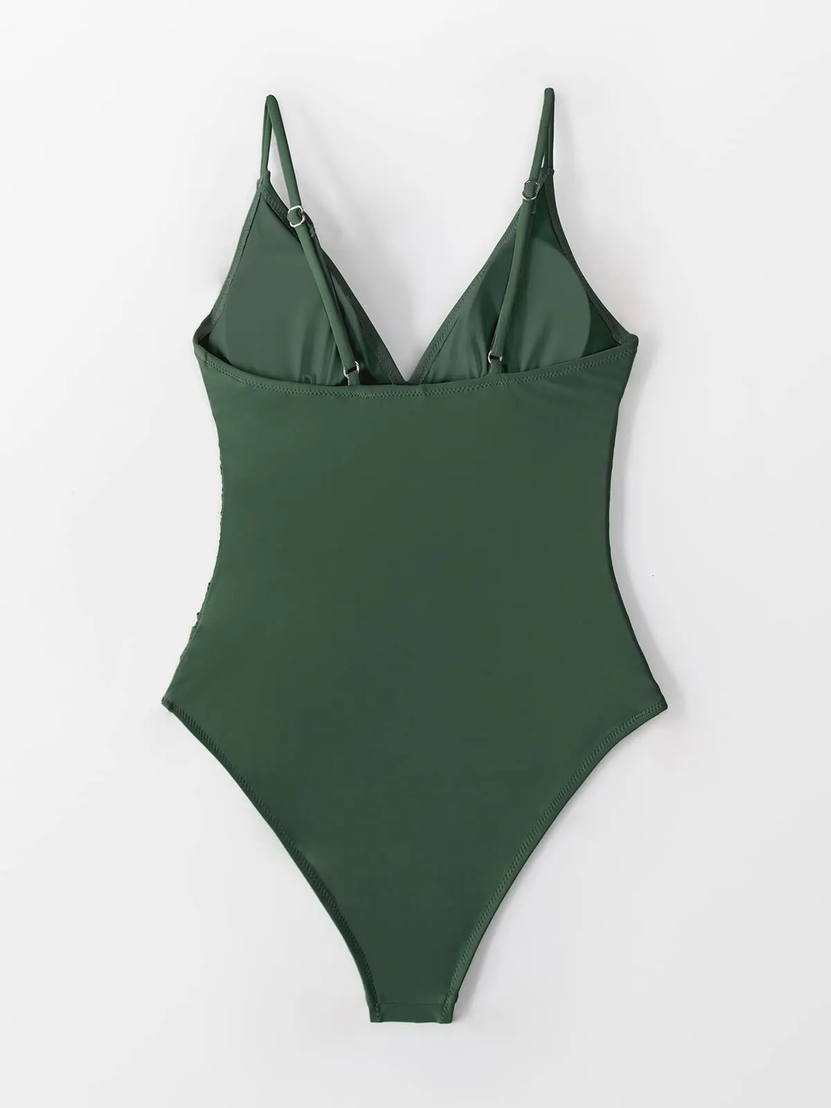 Cupshe Costume da Bagno Donna a Triangolo con Scollo a V, Verde, S - immagine 5