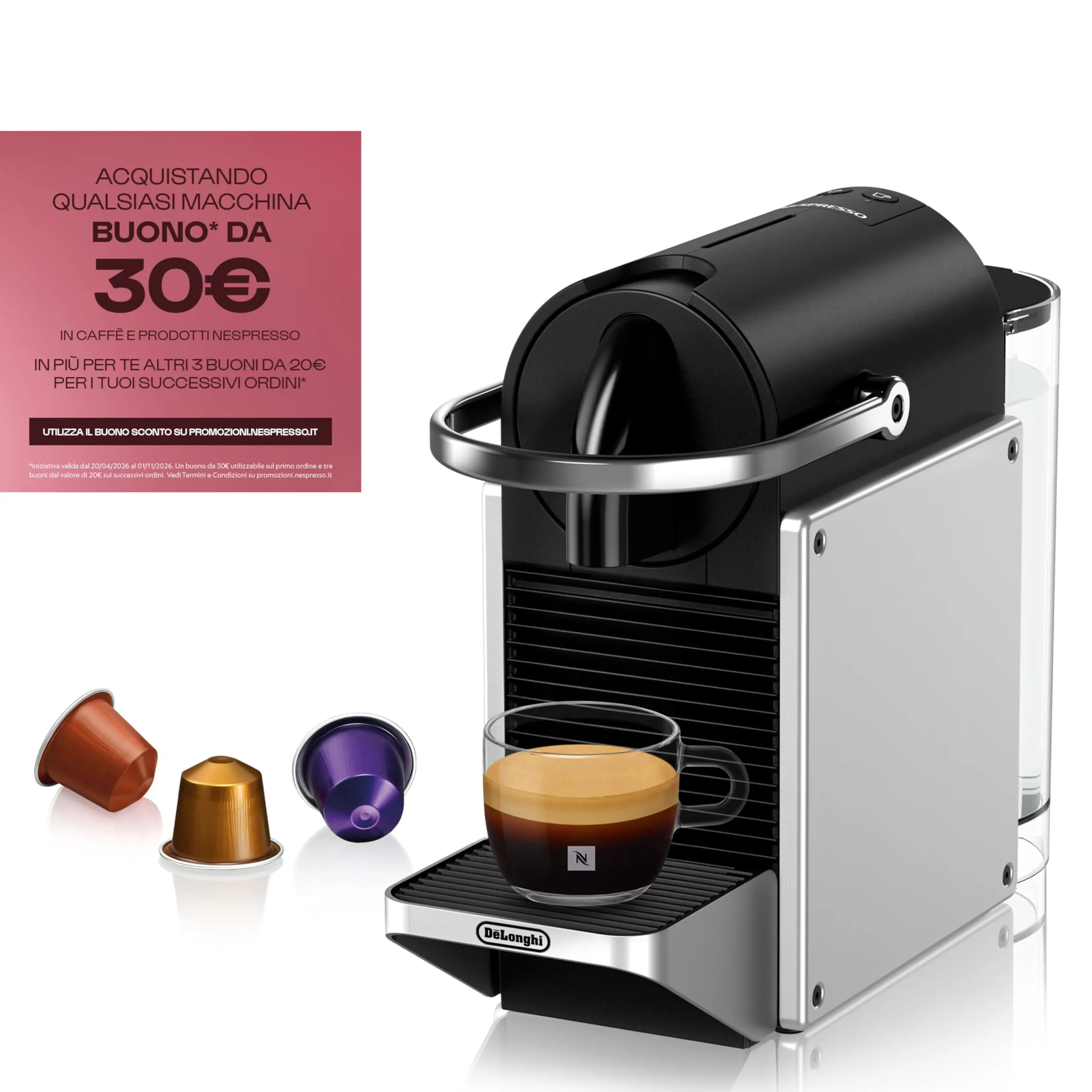 Nespresso DeLonghi EN 127.S Kaffeekapselmaschine Silber/Schwarz - immagine 2