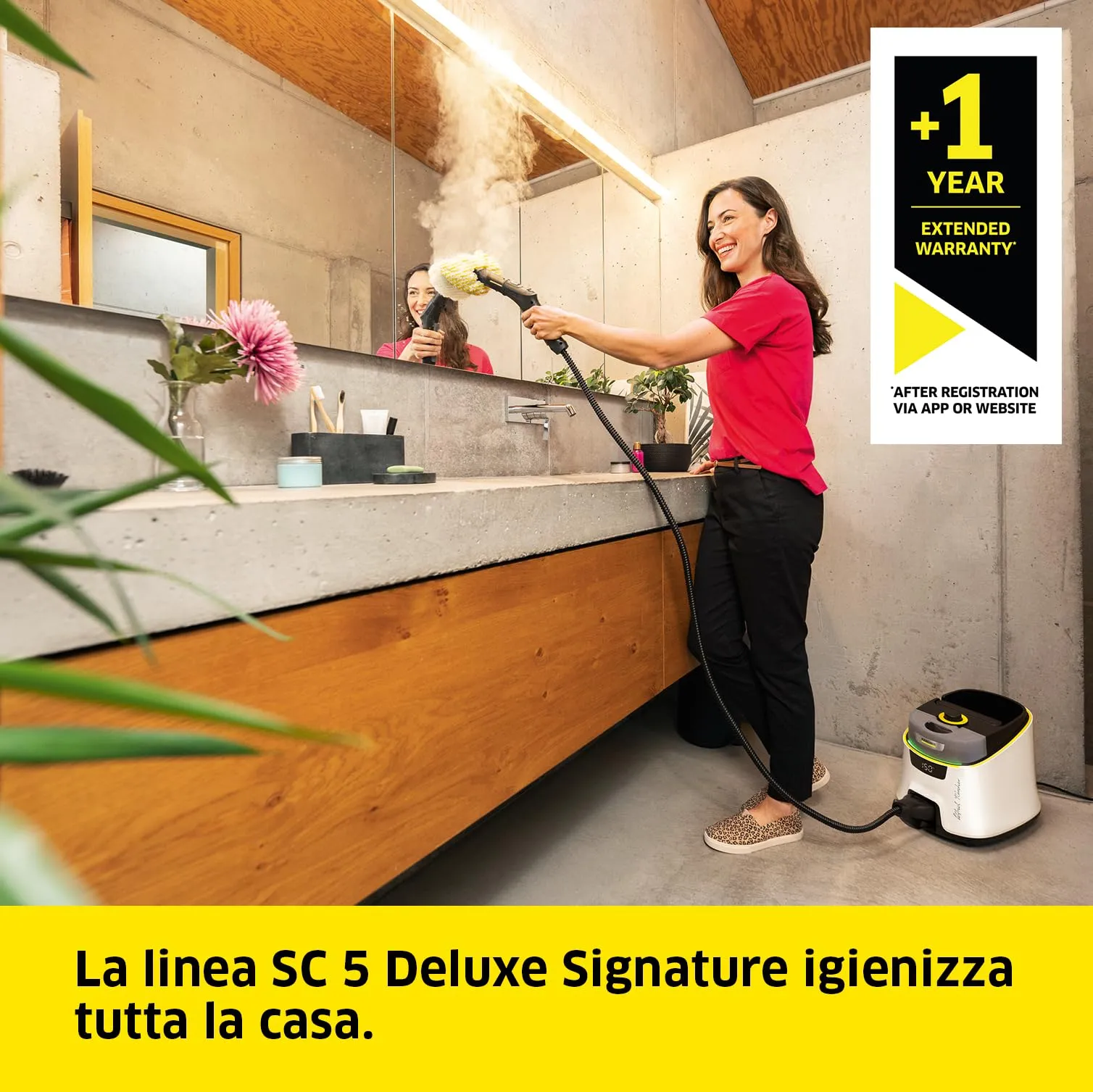 Kärcher SC 5 Deluxe Signature Line Pulitore a Vapore con VapoHydro, 4 bar, Serbatoio 0,5 l + 1,3 l, Set Pavimenti, Ugelli e Spazzole - immagine 2