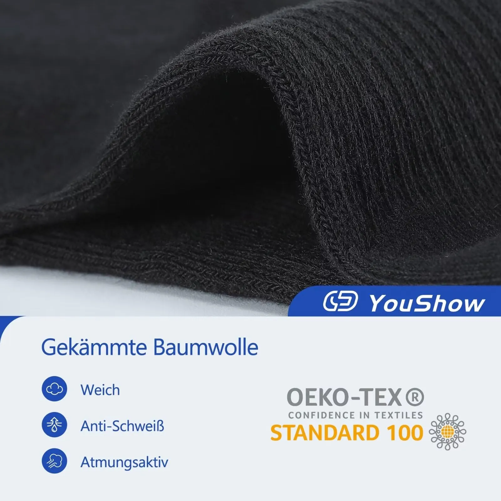 YouShow Calze Tennis Sportive in Cotone, Nero, 6 Paia, 35-38 - immagine 5