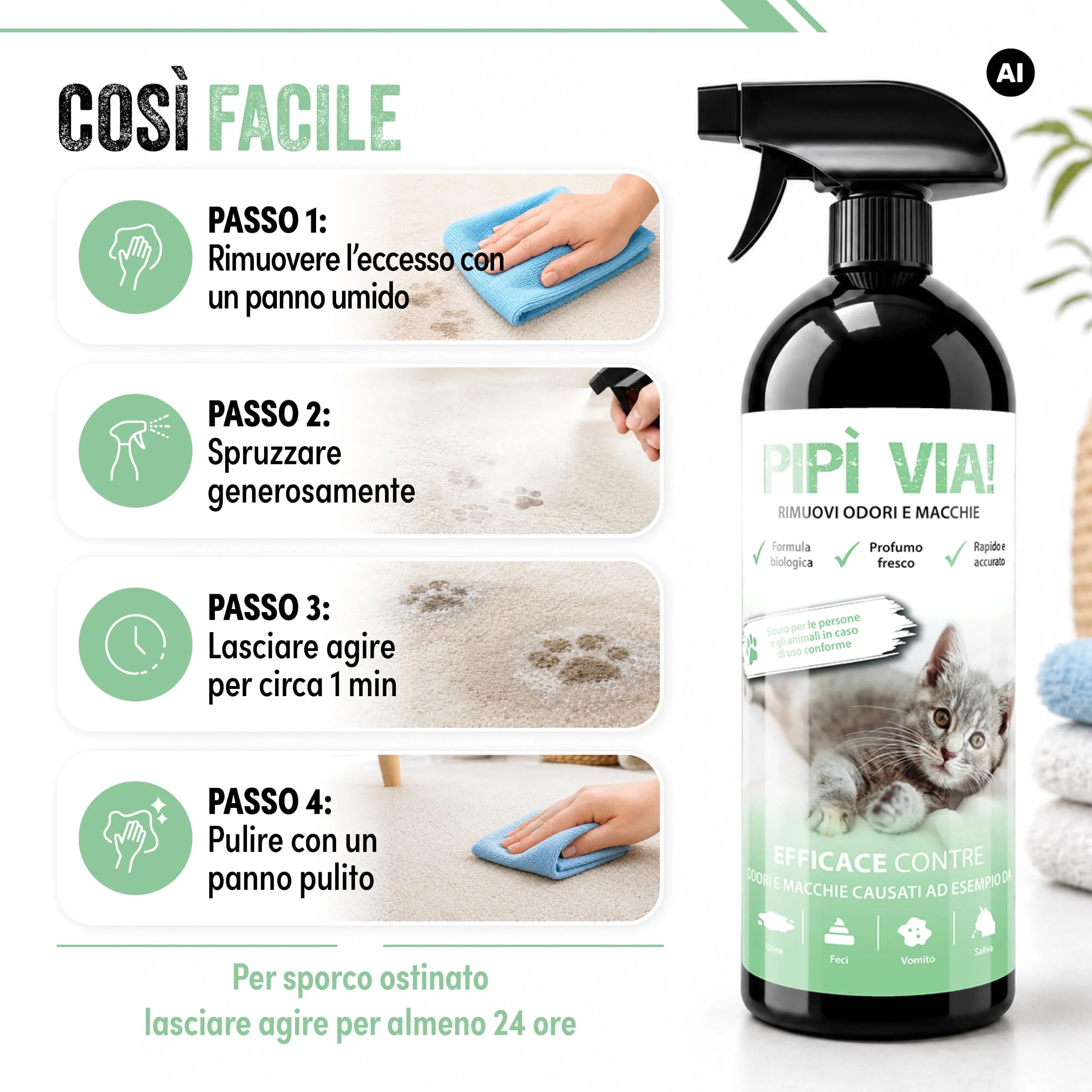 ARKA Pipi-Gone Detergente Enzimatico Smacchiatore Elimina Urina Gatto 750 ml - immagine 6