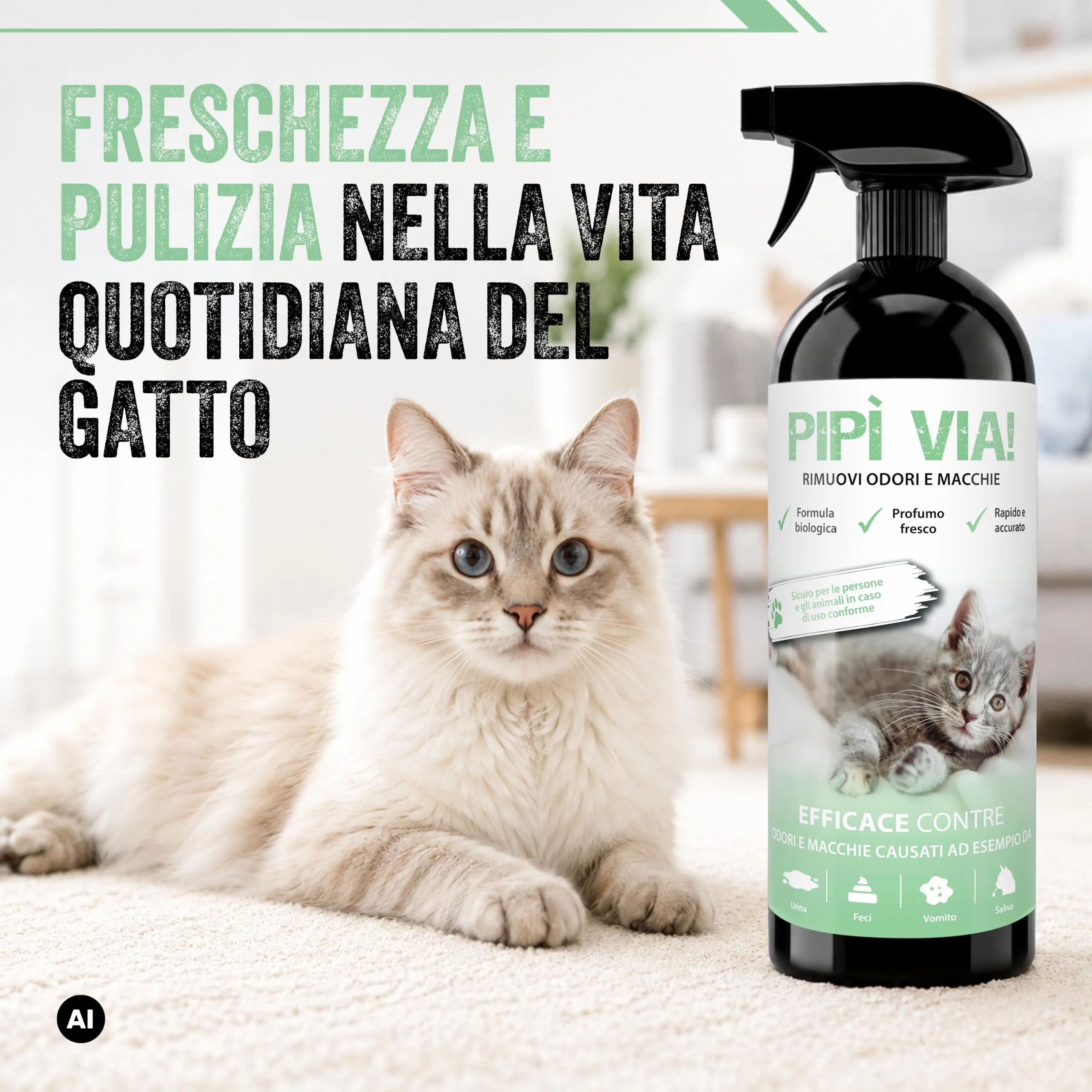 ARKA Pipi-Gone Detergente Enzimatico Smacchiatore Elimina Urina Gatto 750 ml - immagine 7