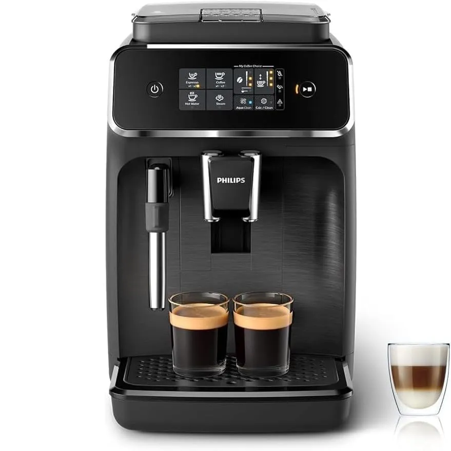Philips 2200 Macchina Caffè Automatica EP2220/10, 2 bevande, Montalatte, Nero Satinato - immagine 2