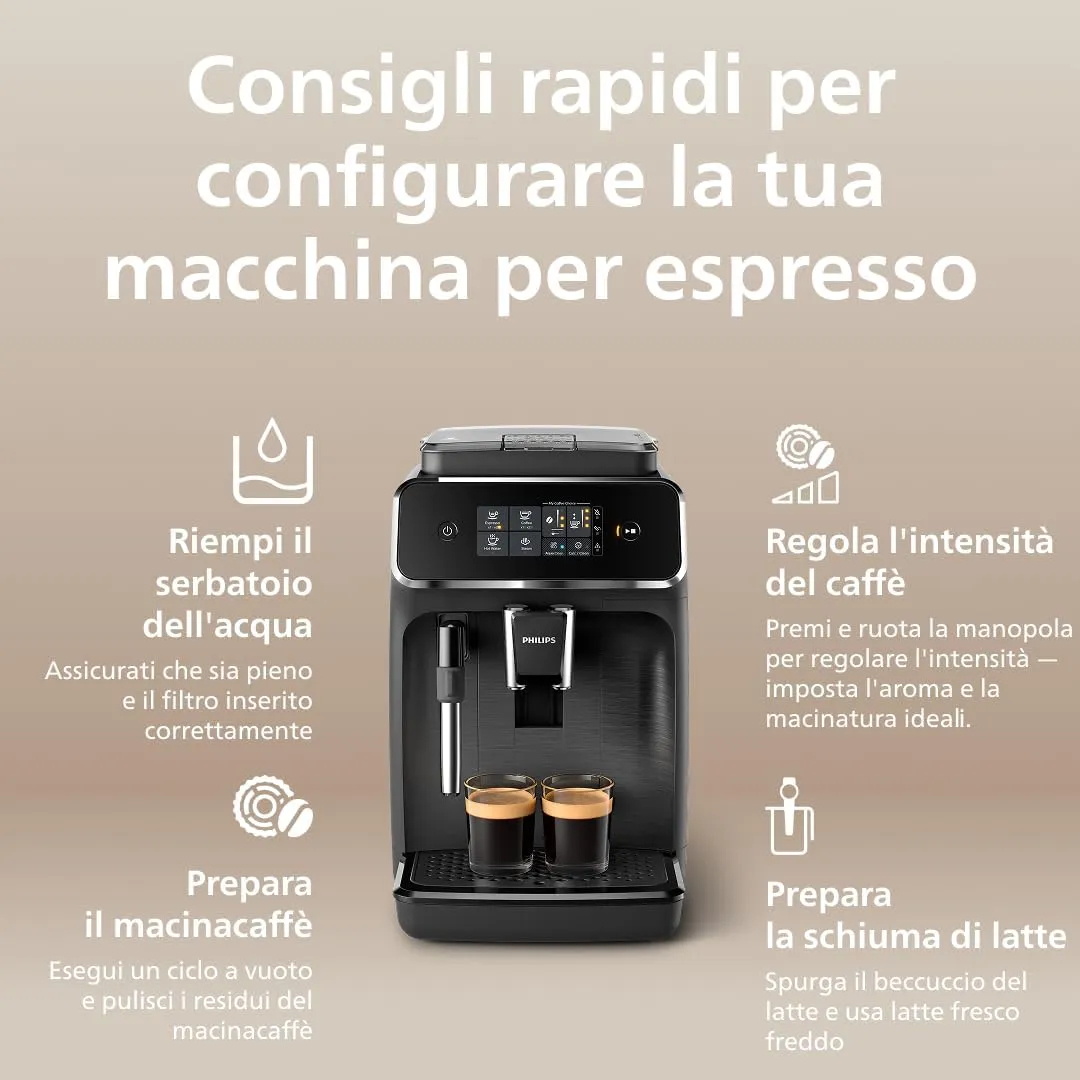 Philips 2200 Macchina Caffè Automatica EP2220/10, 2 bevande, Montalatte, Nero Satinato - immagine 11
