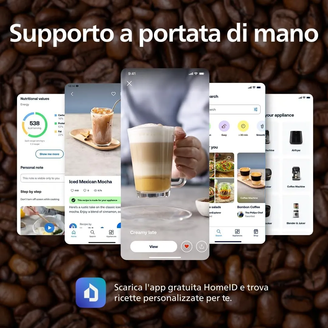 Philips 2200 Macchina Caffè Automatica EP2220/10, 2 bevande, Montalatte, Nero Satinato - immagine 12
