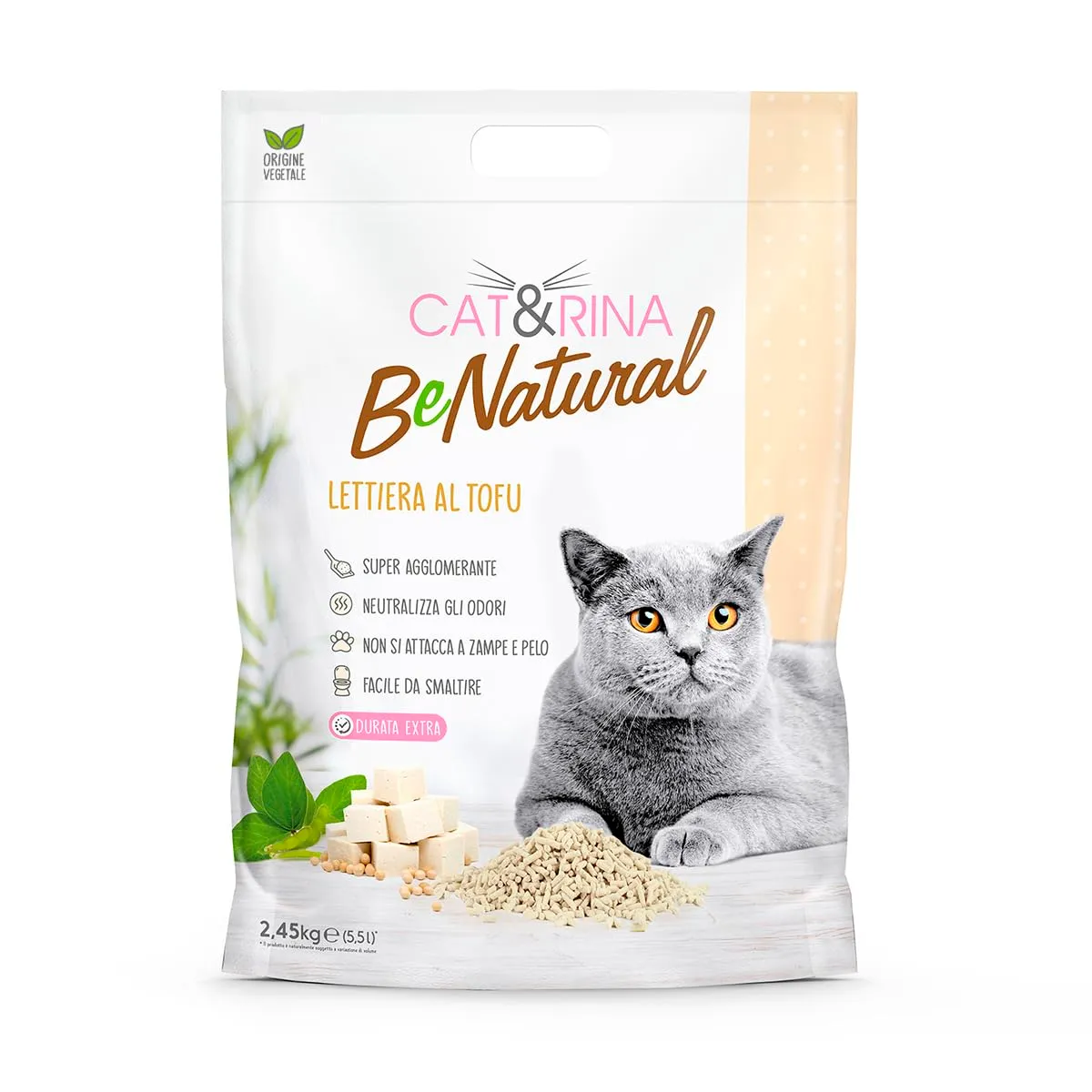 Cat&Rina BeNatural Lettiera per Gatti al Tofu, 5,5 L - immagine 1