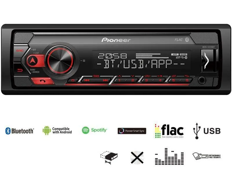 Pioneer MVH-S320BT Autoradio 1-DIN con RDS, Bluetooth, USB, AUX e Smart Sync - immagine 5