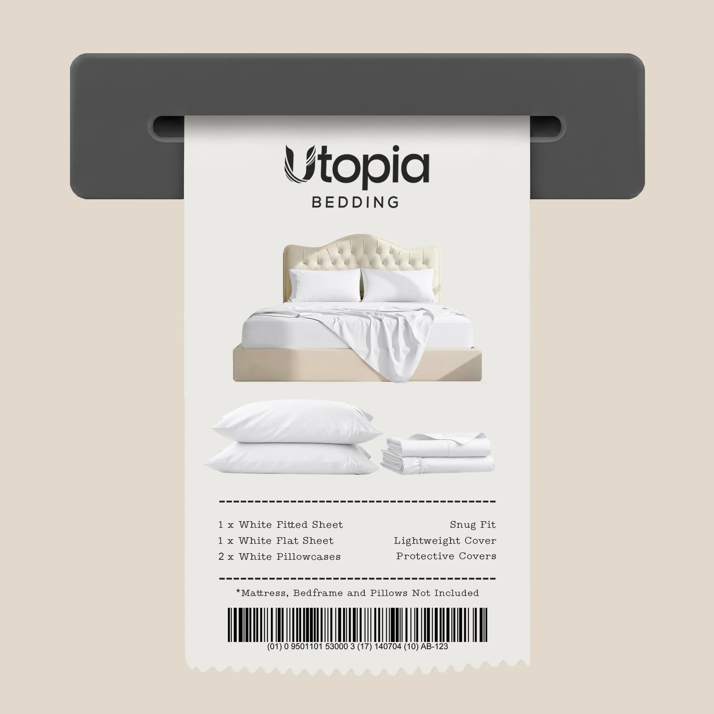 Utopia Bedding Set di lenzuola in microfibra 4 pezzi, King size, Bianco - immagine 7