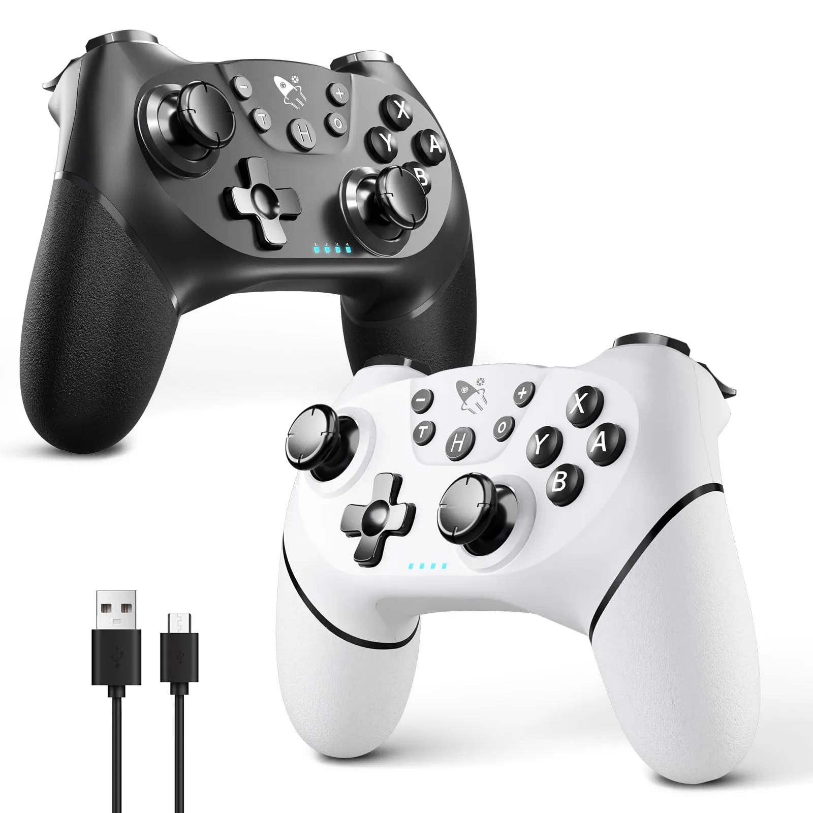 AceGamer Wireless Controller for Switch, Switch Lite, Switch OLED and PC (2pcs, Nero e Bianco) - immagine 1
