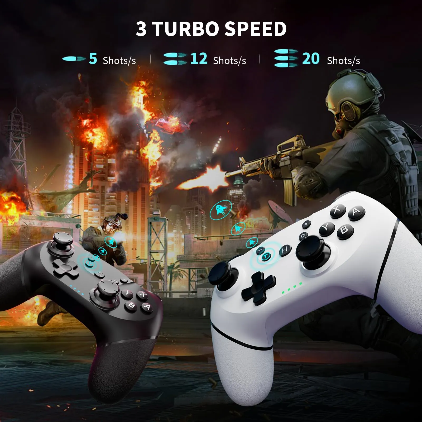 AceGamer Wireless Controller for Switch, Switch Lite, Switch OLED and PC (2pcs, Nero e Bianco) - immagine 4