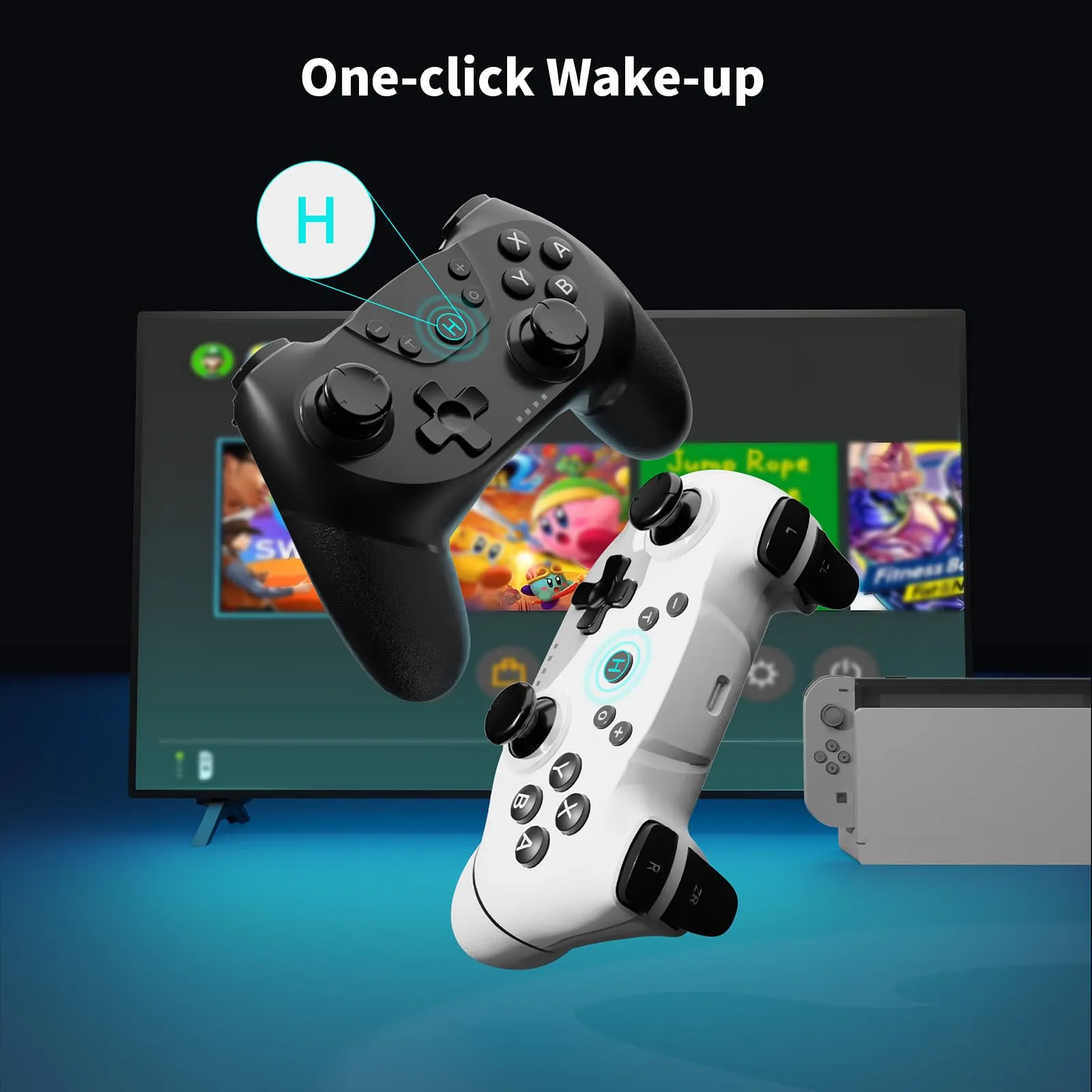AceGamer Wireless Controller for Switch, Switch Lite, Switch OLED and PC (2pcs, Nero e Bianco) - immagine 7