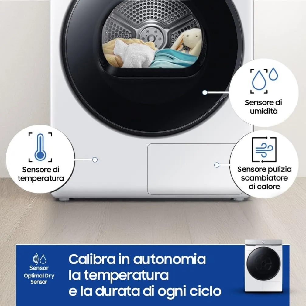 Samsung Asciugatrice DV16DG8600BW/U3, 16 kg, Pompa di Calore, Wifi, AI Dry, 68,6 x 98,4 x 84,4 cm - immagine 4