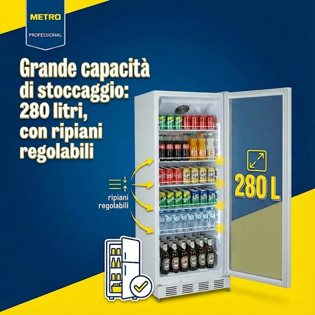 METRO Professional Frigorifero per Bevande GSC4280, 280L, Raffreddamento Ventilato, con Serratura - immagine 2
