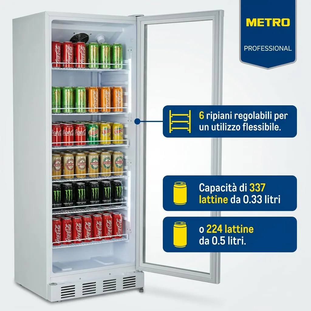 METRO Professional Frigorifero per Bevande GSC4280, 280L, Raffreddamento Ventilato, con Serratura - immagine 3
