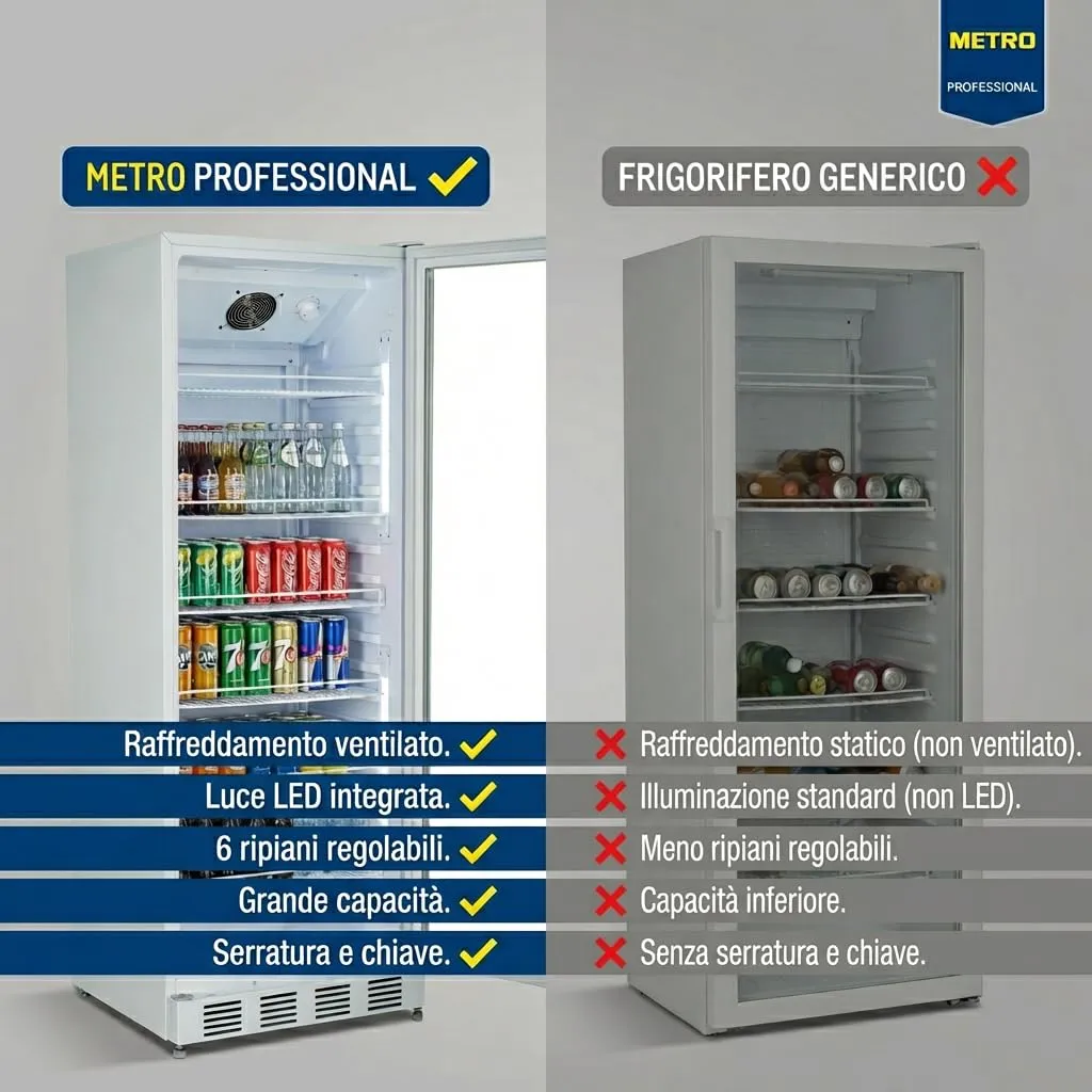 METRO Professional Frigorifero per Bevande GSC4280, 280L, Raffreddamento Ventilato, con Serratura - immagine 5