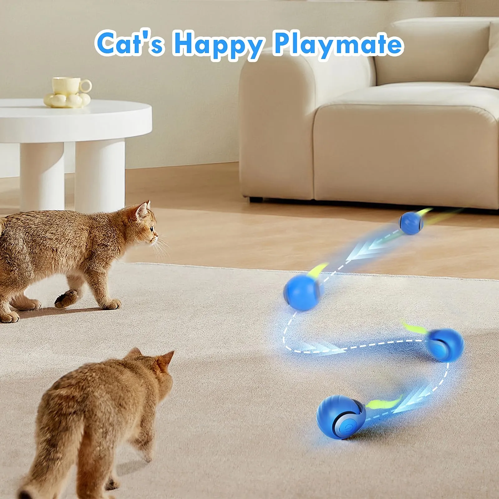 Gerbala Palla Elettrica Interattiva per Gatti e Cani, Automatica e Intelligente (Blu) - immagine 6