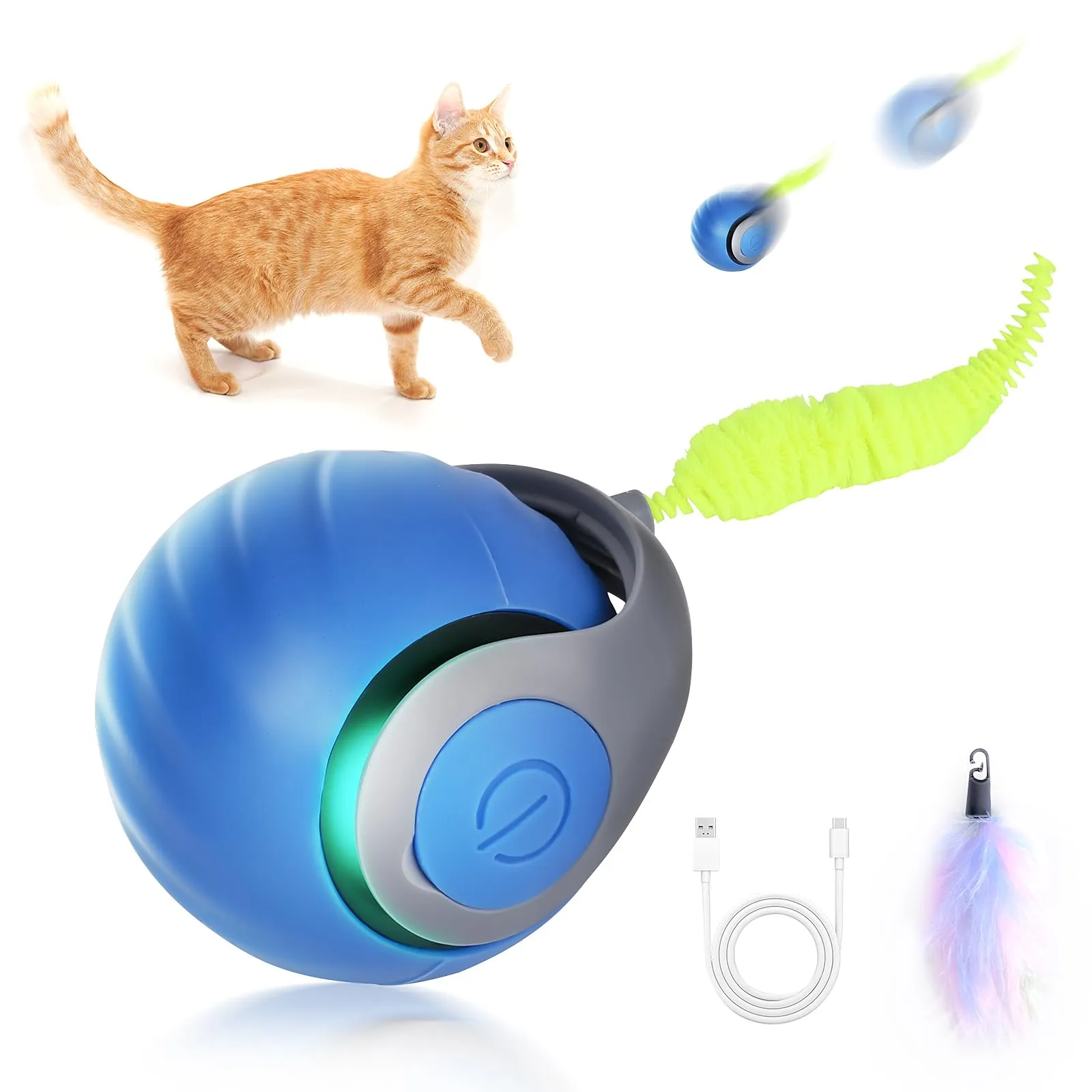 Gerbala Palla Elettrica Interattiva per Gatti e Cani, Automatica e Intelligente (Blu) - immagine 7